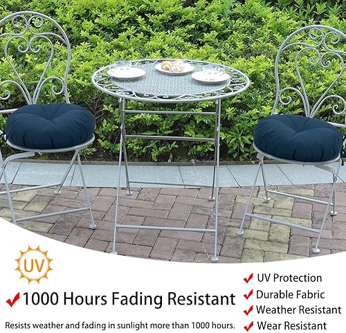 Miniatura 9 de Magpie Fabrics Juego de 2 cojines de asiento redondos de 15 pulgadas con lazos, juego de 2, impermeables, para todo tipo de clima, acolchado de 4