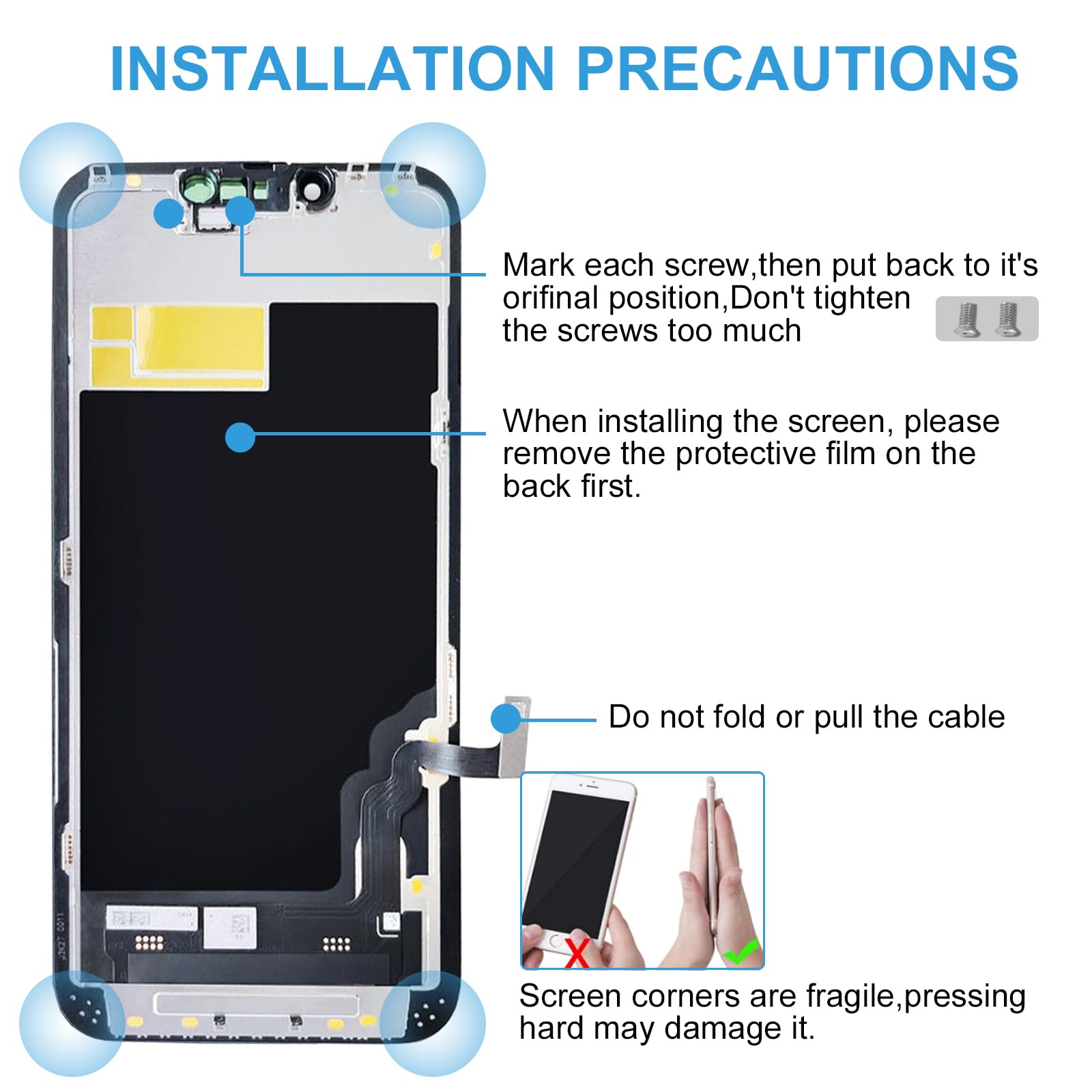 Dinow Pantalla para iPhone 13 Pro Max, pantalla LCD de 6.7” para 13 Pro Max, Pantalla para iPhone 13 ProMax LCD de repuesto con kit de reparación, Compatible con el A2643, A2484, A2641, A2644, A2645
