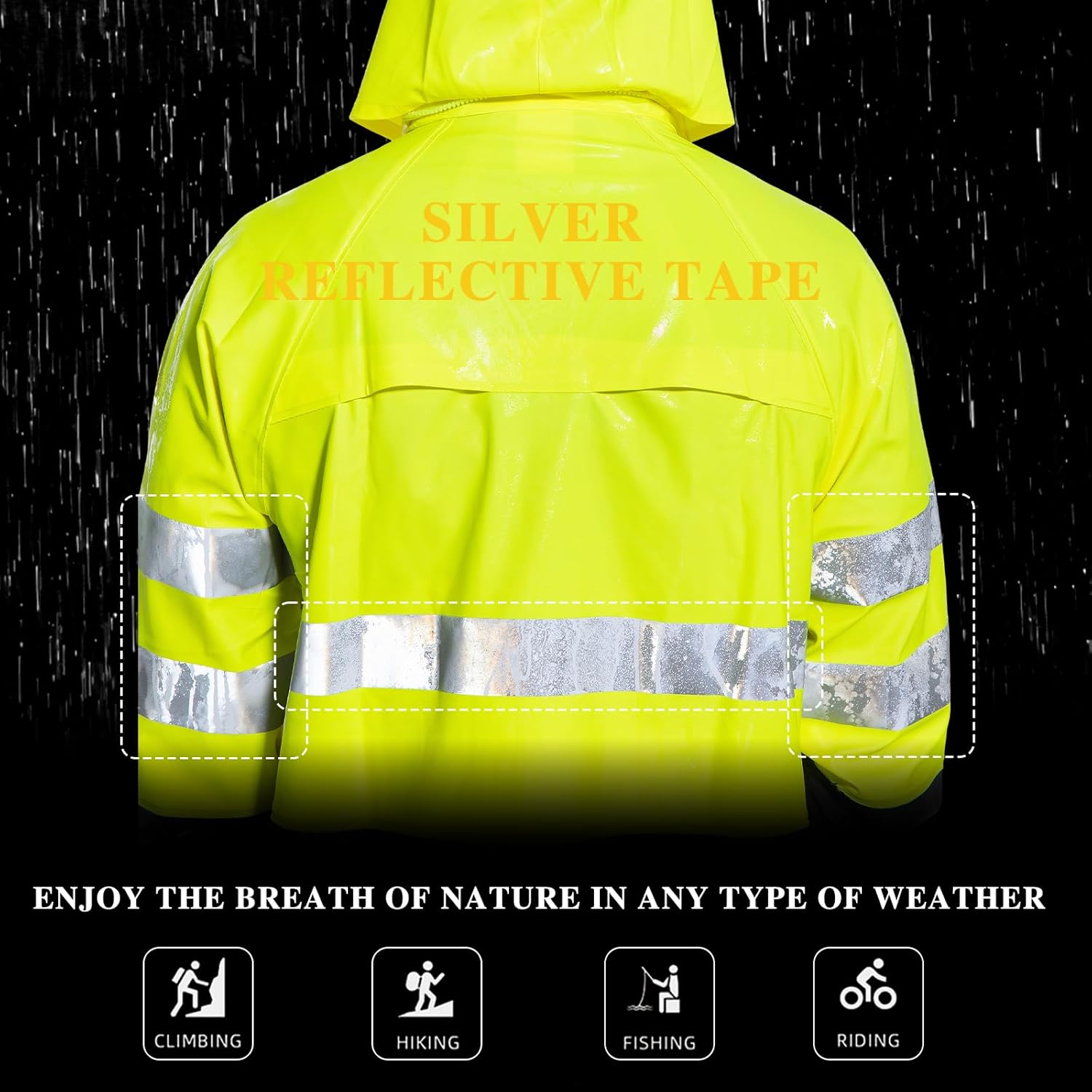 Rain Suit For Men & Women Waterproof Heavy Duty Rain Gear Reflective Jacket for Fishing Outdoor Work Raincoats - Image 4