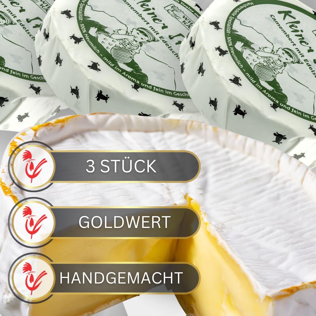 Tiroler Bauernstandl® Camembert Probierpaket | 3 Käse am Stück | Sahne Frischkäse für Käseplatte und Käsefondue | Idealer Käse als Geschenk