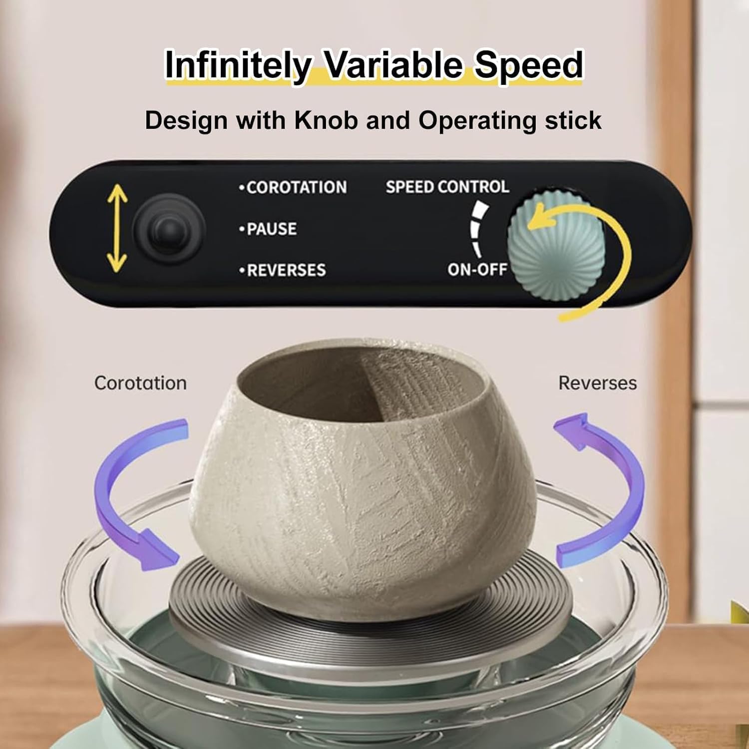 Elektrische Mini-Töpferscheibe für Anfänger - Stufenlos verstellbar mit Fußpedal, abnehmbarem Design & komplettem Set. Inkl. Werkzeugen für DIY-Keramik, Kinder & Erwachsene,Gray