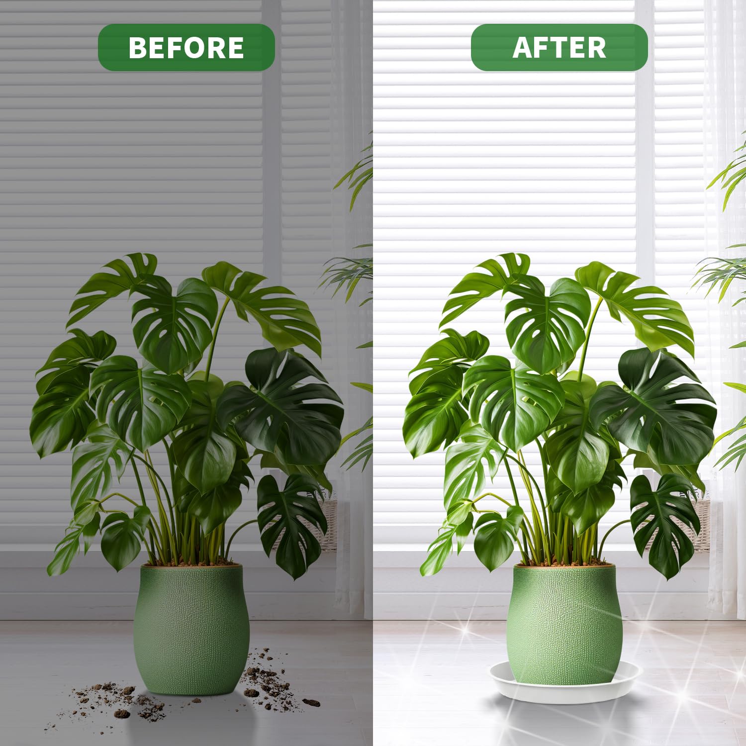 Kunjocy Confezione da 5 sottovasi rotondi da 21 cm, per piante da giardino, in plastica, per interni ed esterni, adatti per vasi fino a 18 cm (nero, esterno 21 cm