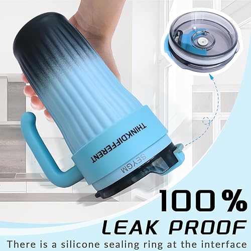 Miniatura 3 de SEYGM Vaso aislado de 24 onzas con asa a prueba de derrames botella de agua, taza de café, taza de viaje para automóvil, oficina, deportes, bebida