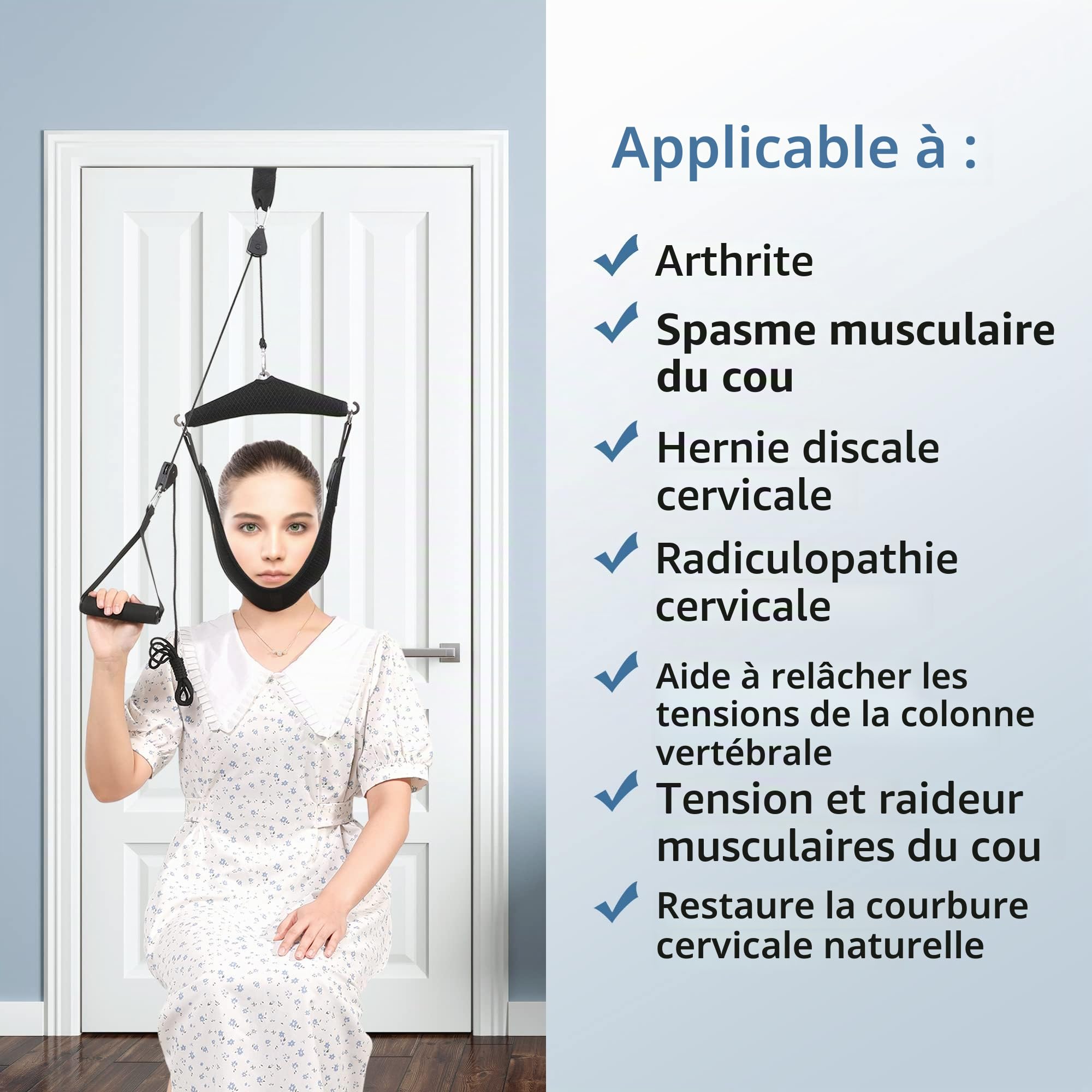 Fanwer Appareil de Traction Cervicale à Double Cliquet pour la Thérapie Physique, Le Soulagement de la Douleur Cervicale, la Hernie Discale Vertébrale