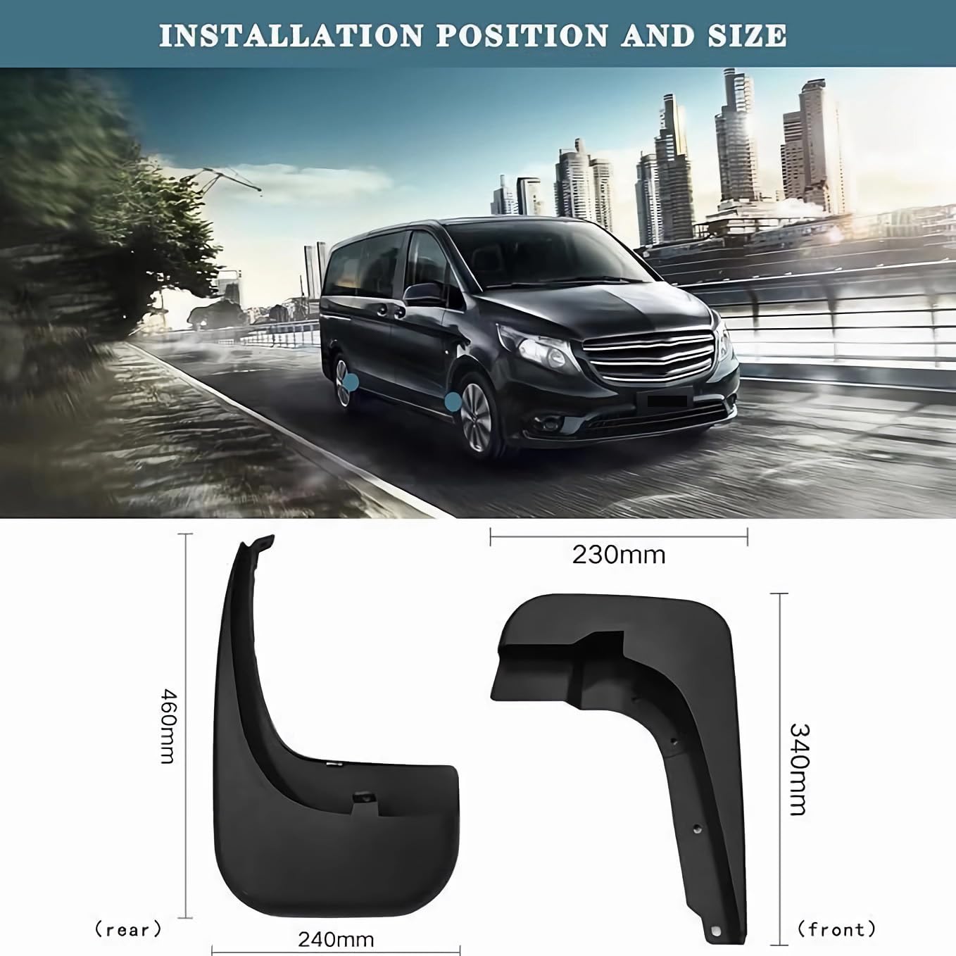 Auto Bavettes pour Mercedes-Benz Vito W447 2016-2024, 4 Pièces Voiture personnalisés Garde Boue Anti-éclaboussures Protection Accessoires