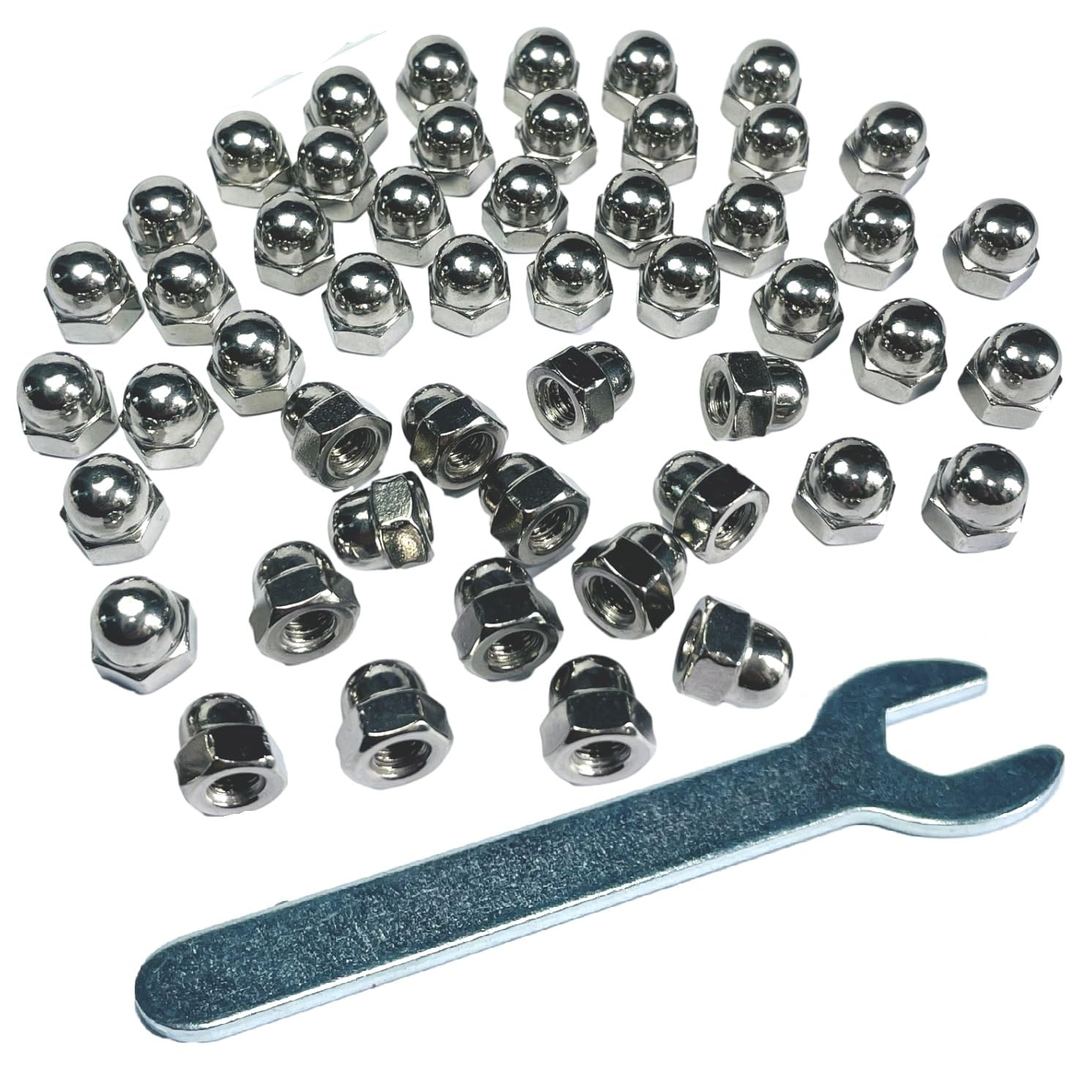Stainless Steel Acorn Nuts - 50 Pack with Wrench -2