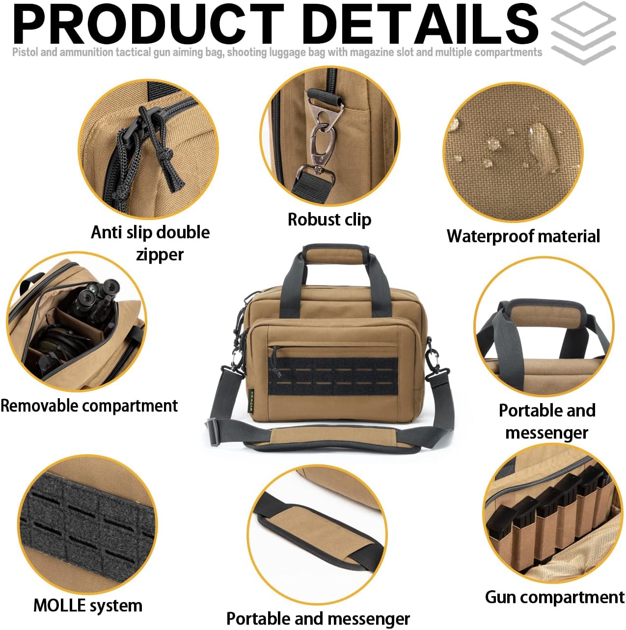 VEAGIA Range Bag,Pistol Case,Gun Range Bags For Handguns And Ammo Pouch 2 Pistols Soft Carrying Shooting Bag