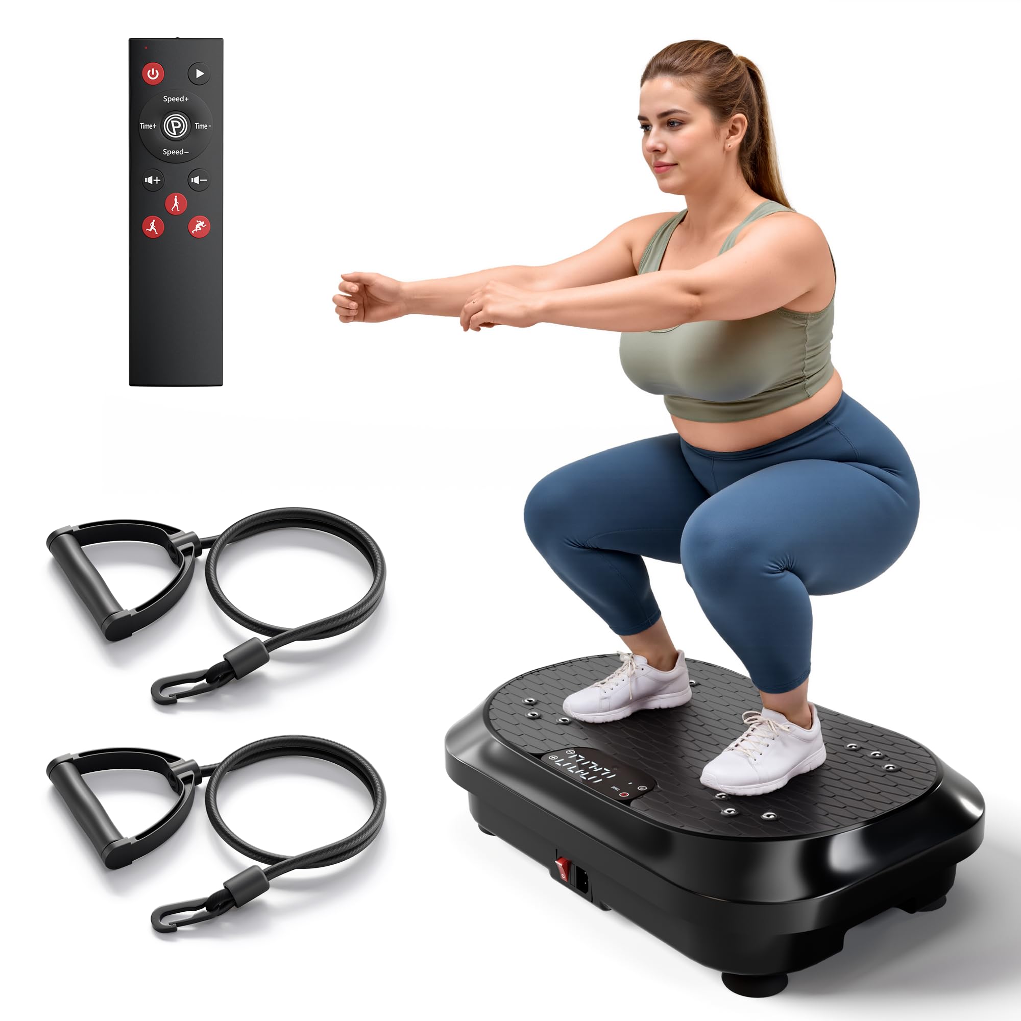 Appareil d'entraînement puissant en plaque vibrante avec haut-parleurs Bluetooth, 120 niveaux d'intensité de massage pour le fitness à domicile, le drainage lymphatique et la formation du corps
