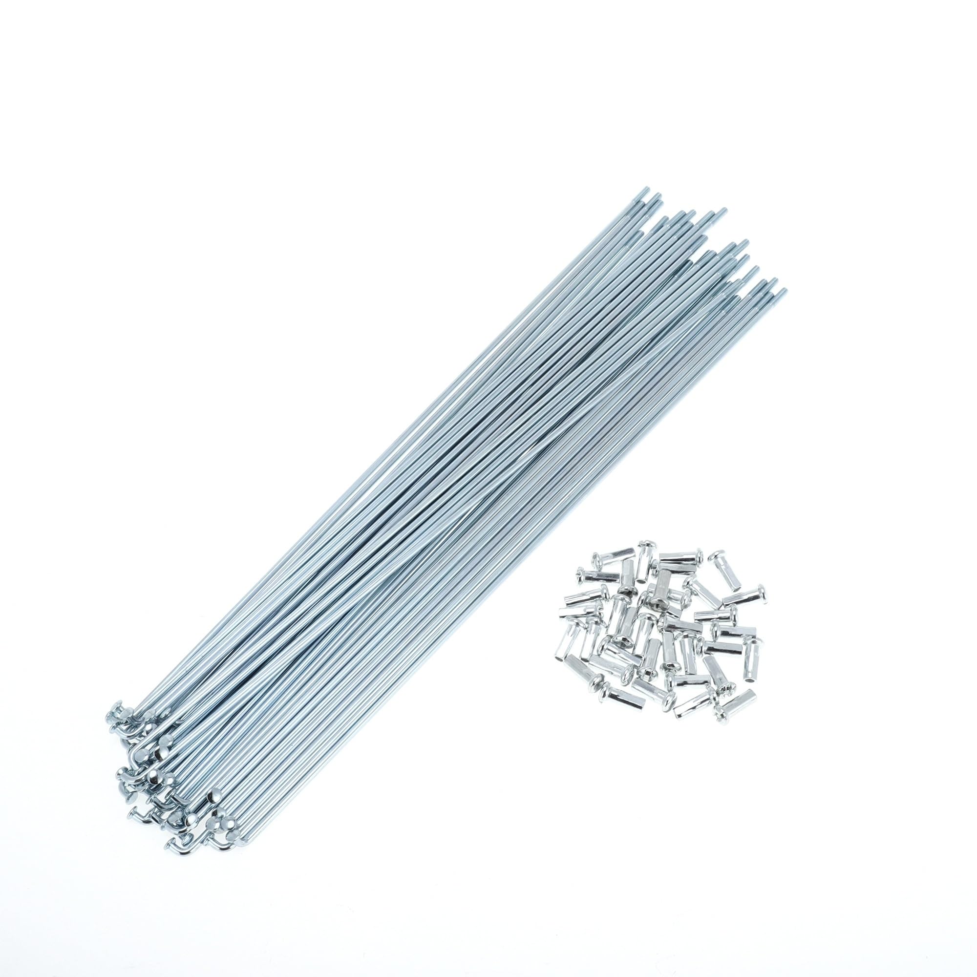 DMLAYHP Bicycle Spokes Bike Wheel Silver Tone Nipple 1 Set 13G 173mm-265mm Length(36pcs 245mm)