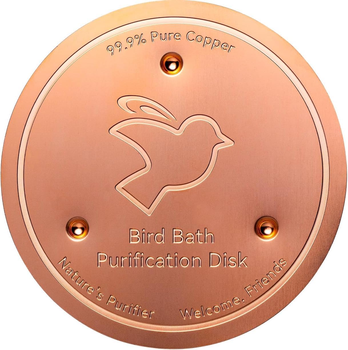 Bird Bath Copper Tray, 99.99% Pure Copper Bird Bath Purification Disk 0.8mm Thick with Stable 3-Point Support, Suitable for Outdoor Courtyard Lawn Fountain Bowl (1pcs)