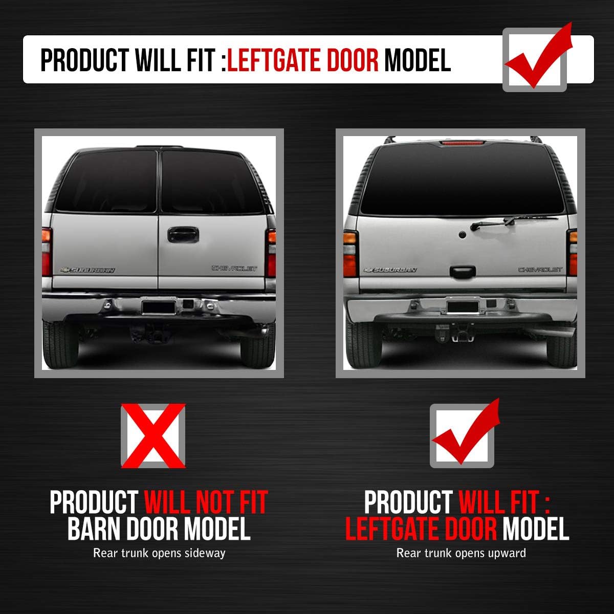 AUTOWIKI LED Tail Lights Fit for 2000-2006 Chevy Suburban/Tahoe/GMC Yukon (not fit Double Door/Barn Door Style models) Tail Lamp Assembly (Black/Smoke) 2PCS