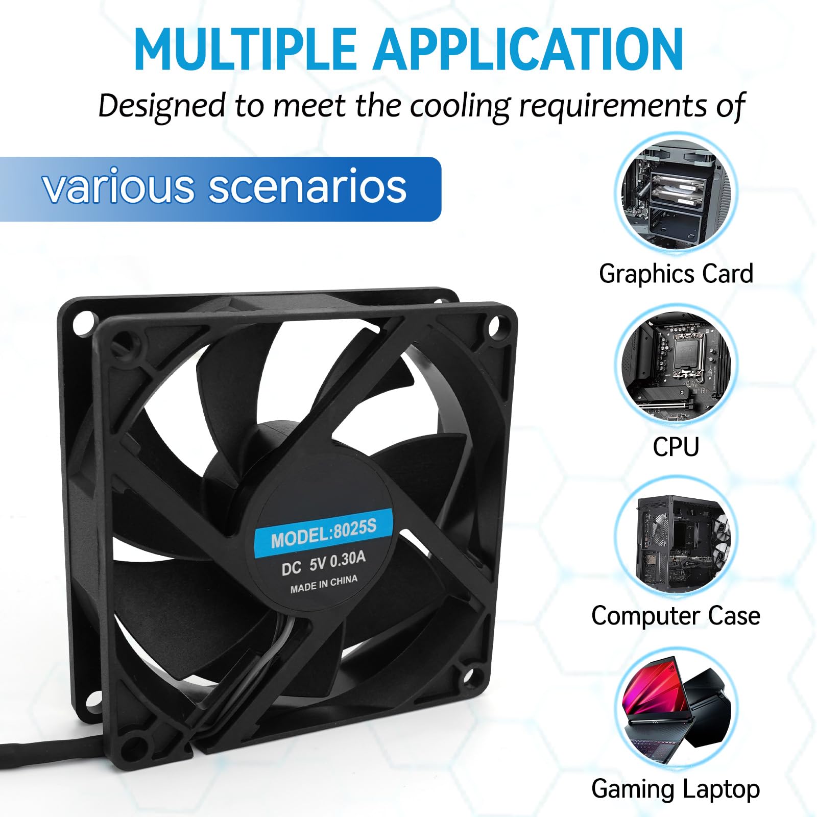 Ventilador de refrigeración USB de 80 mm para carcasa de computadora, CPU, tarjeta gráfica