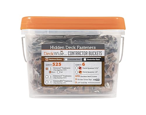 deckwise IPE Clip – Extreme sistema de cierre – 3/32" espaciamiento, color café Clips – 525 pieza Contratista – Cubo para 300 SQ. ft. de terraza –