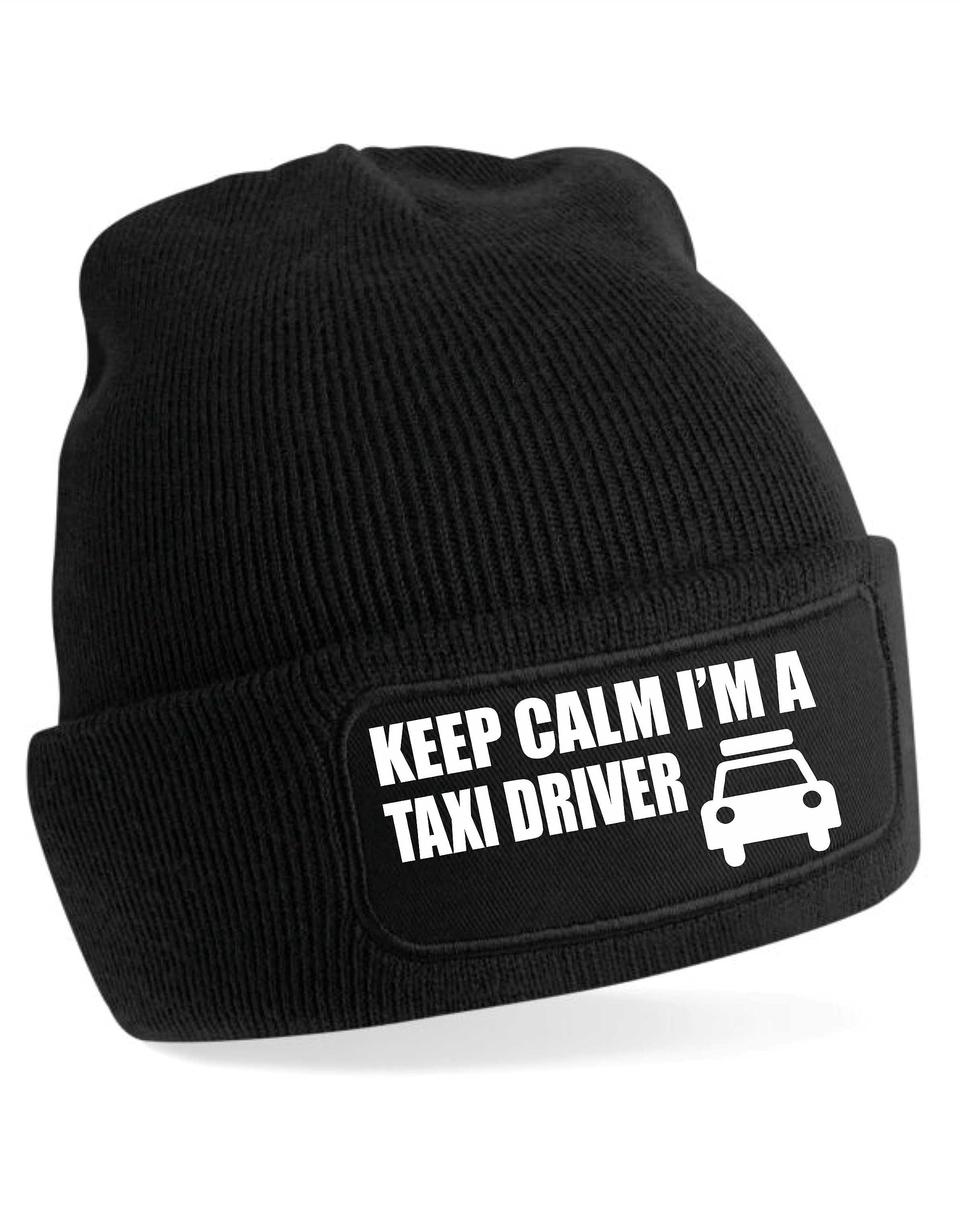 Print4U Keep Calm I'm A Taxi Driver Beanie Hat Birthday Gift for Men & Ladies Black