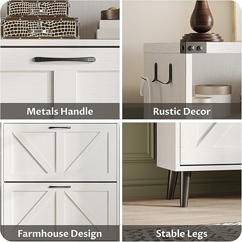 Miniatura 5 de Zapatero con 2 cajones abatibles, armario de almacenamiento de zapatos para entrada, organizador de zapatos independiente con almacenamiento