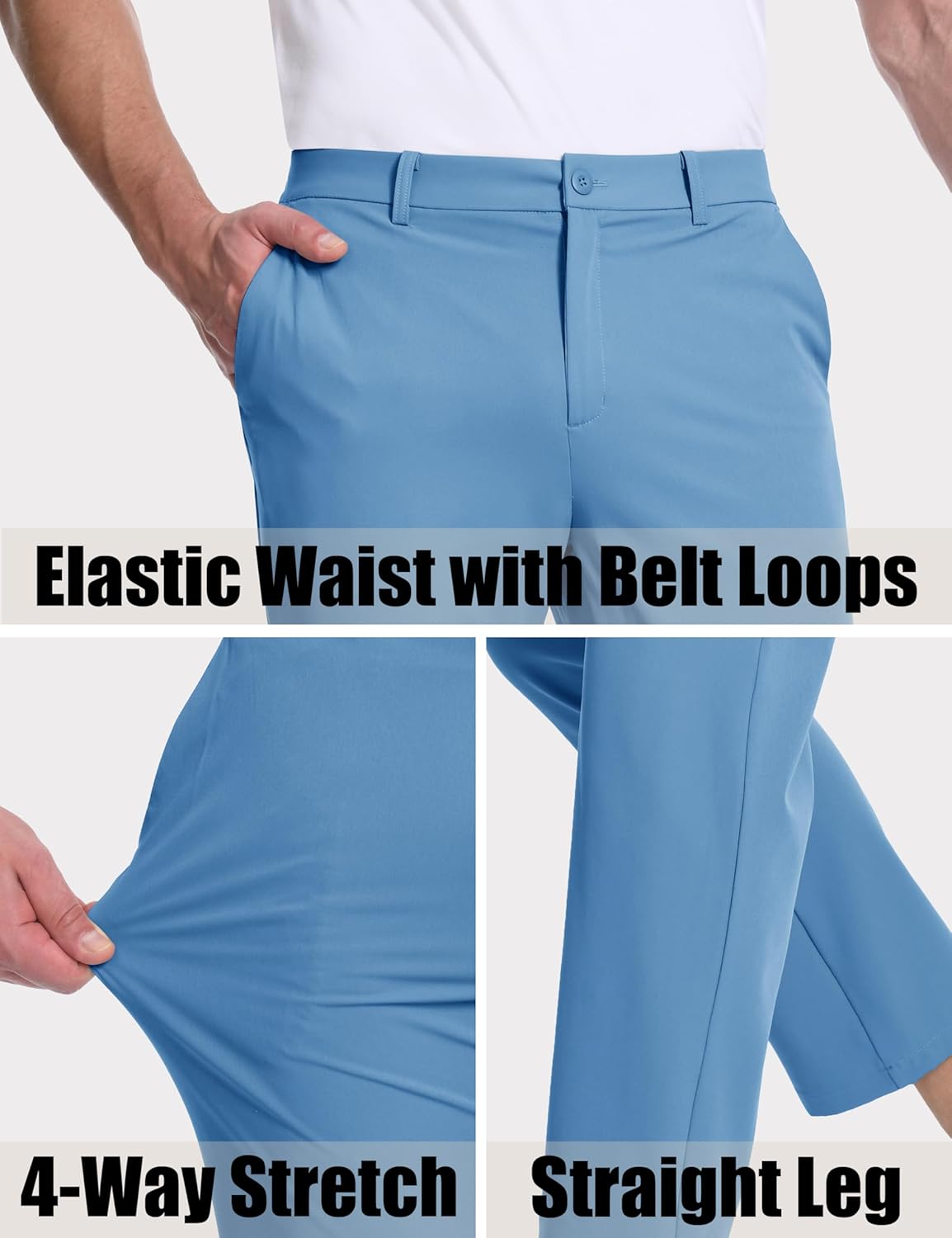 MAGCOMSEN Mens Golf Pants Stretch Dress Pants Quick Dry Water Resistant Lightweight Flat Front Work Pants Moisture Wicking - Image 5