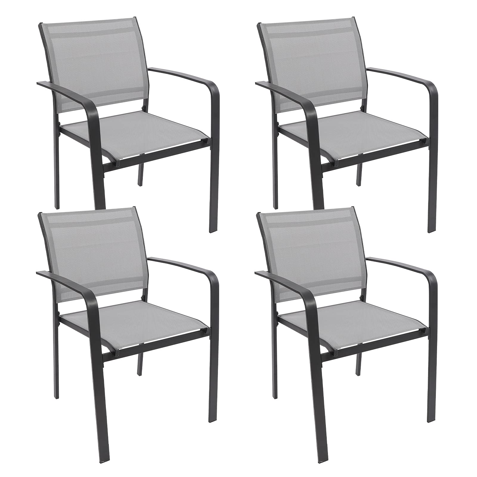 Garden Dining Chairs Set of 4, Indoor Outdoor Stacking Chair with
