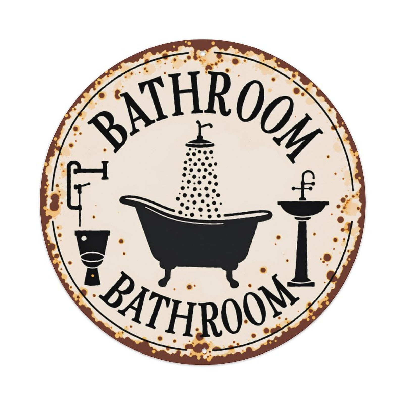 Vintage Bathroom Silhouette Metal Sign Vintage Aluminium Metal Sign, Retro Wall Decor for Home, Bar, Garage & Farmhouse 20x20cm
