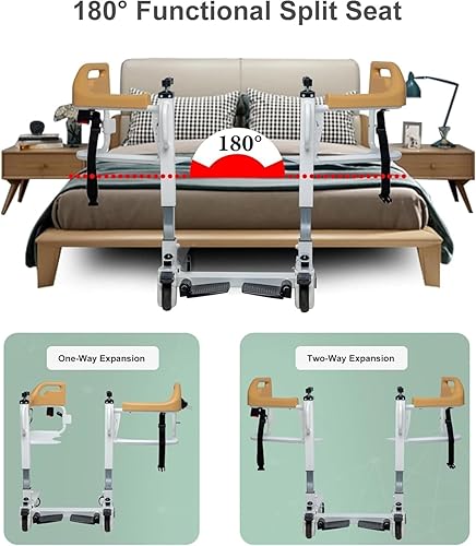 Miniatura 6 de Silla de transferencia de paciente para el hogar, silla elevadora de transferencia para personas mayores 4 en 1, silla de transferencia portátil
