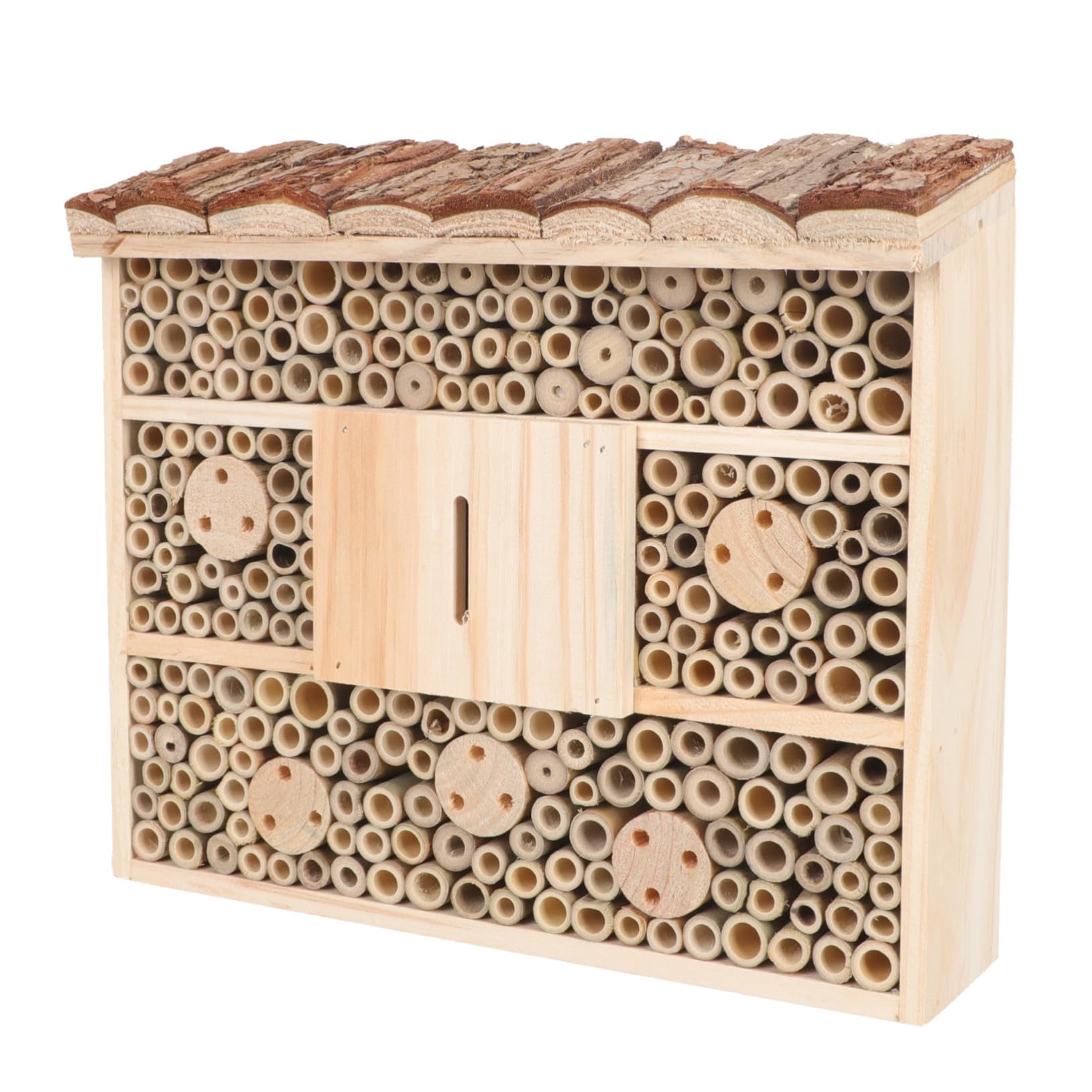 VILLCASE Casetta per Insetti in Legno Beige, Naturale per Api, Struttura Durevole per Giardino Attira Insetti Benefici e Mantiene Ecologia