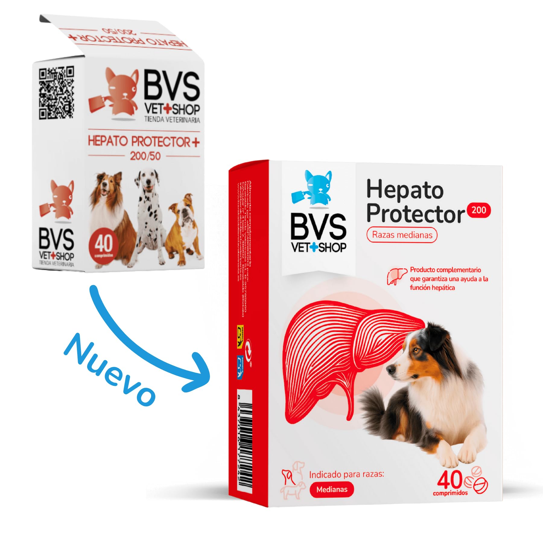 BVS Vet Shop | Hepato Protector Plus 40 Comprimidos para Perros y Gatos | Ayuda a la función hepática de tu Perro o Gato | 200/50 - Razas Medianas y Grandes