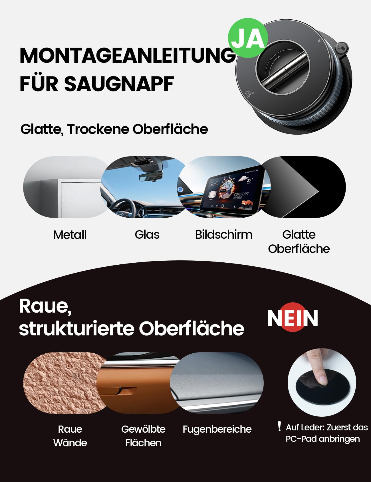 Lamicall Magnetischer Handyhalterung Auto für Magsafe Autohalterung - [TOP Vakuum Saugnapf & 24X Magnete] Mag Safehalterung Auto Handy Halterung, 360° Drehbar KFZ Halter für iPhone 17 16 15 14 Pro Max