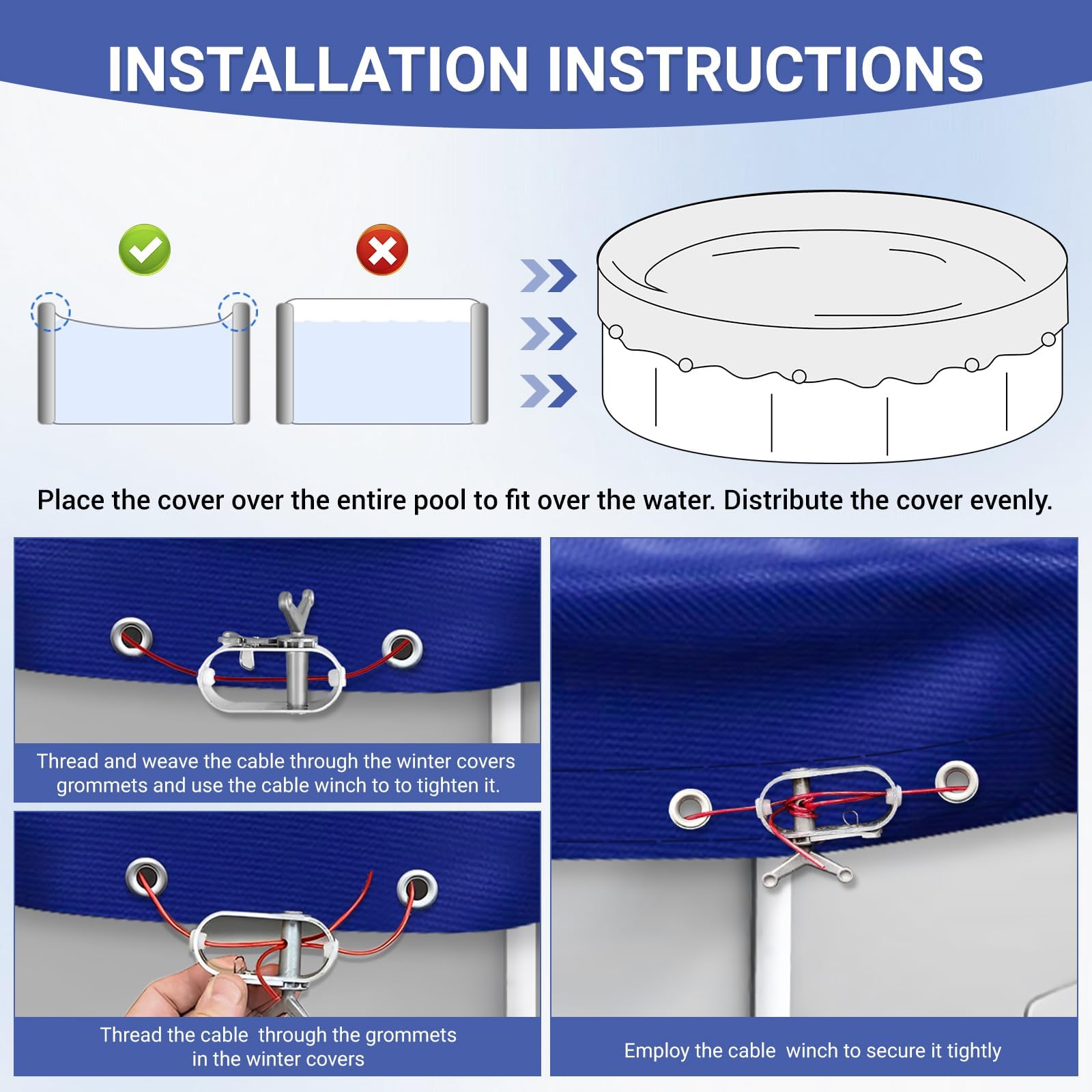 Bâche Ronde de 5,5 m pour Piscine Hors Sol, Ultra épaisse et Durable, résistante au Froid et aux UV, 5,5 m