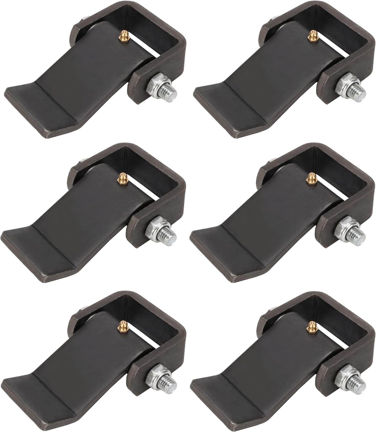 Weld on Trailer Hinges, Heavy Duty Dump Truck Trailer Metal Gate Hinges with Grease Zerk Fitting, Strap Style Short Leaf Truck Gate Hinges (6 Pack)