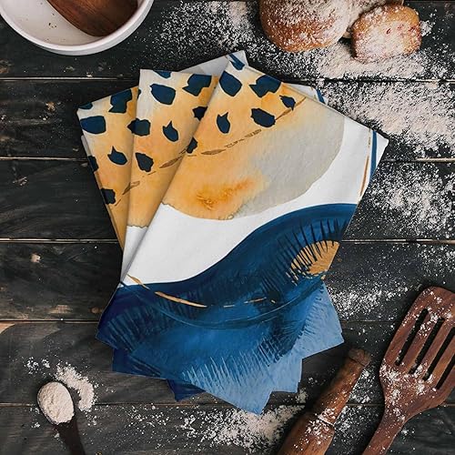 Miniatura 2 de Juego de toallas de cocina, toallas de cocina de microfibra de secado rápido, color azul, naranja y rojo, toallas de cocina, paños de cocina,