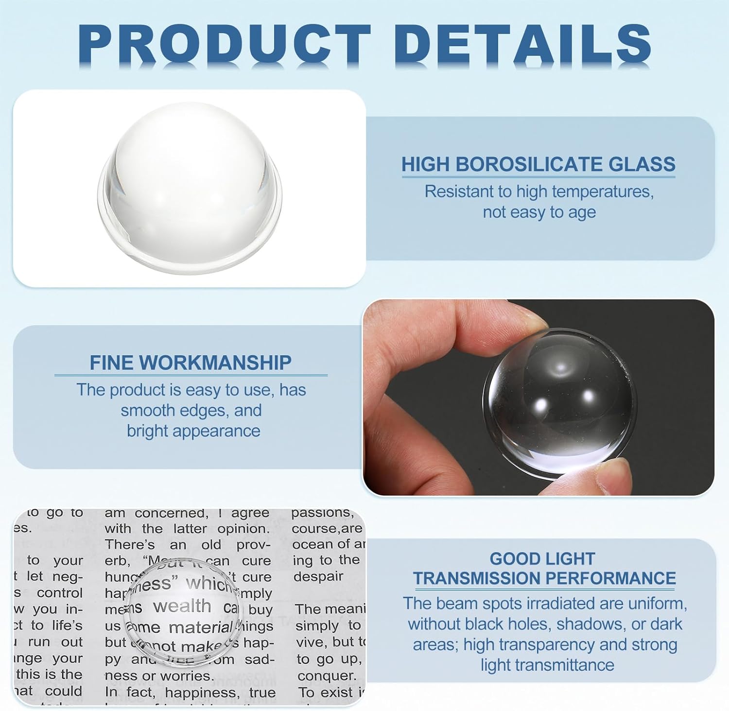 PATIKIL Diameter 35mm Flat Convex Lens, 2 Pcs Height 20mm High Borosilicate Glass LED Optical Convex Condenser Lens with Edge for Flashlight Car Bike Head Lamp Spotlight, Clear 2.5mm