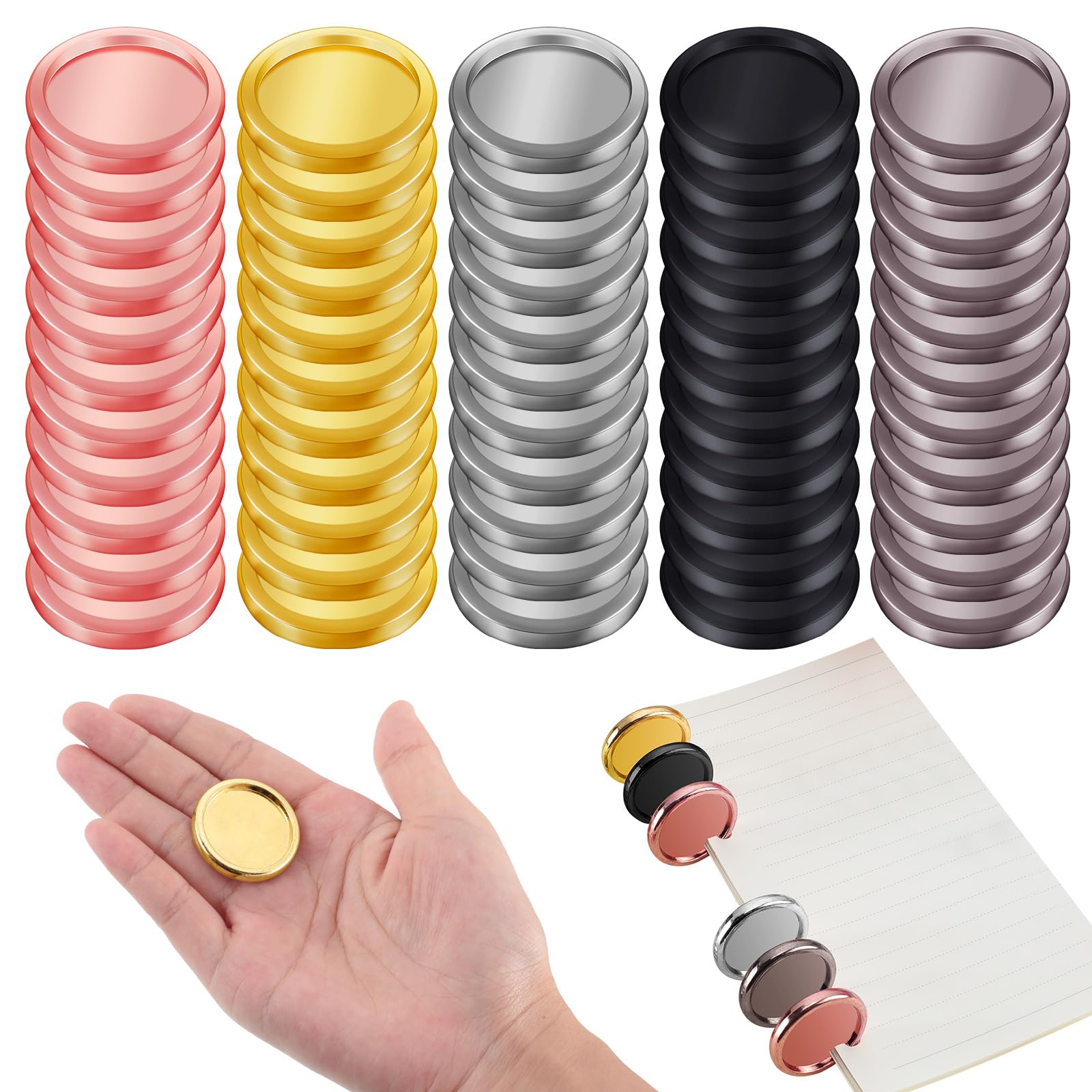 Zonon 55 Pcs Discs Discbound Discs Binding Ring Plastic Expansion Arc System Notebooks Planners Multicolor Binding Ring with 5 Plastic Boxes for DIY Gift Planners Back to School Supplies-image-30