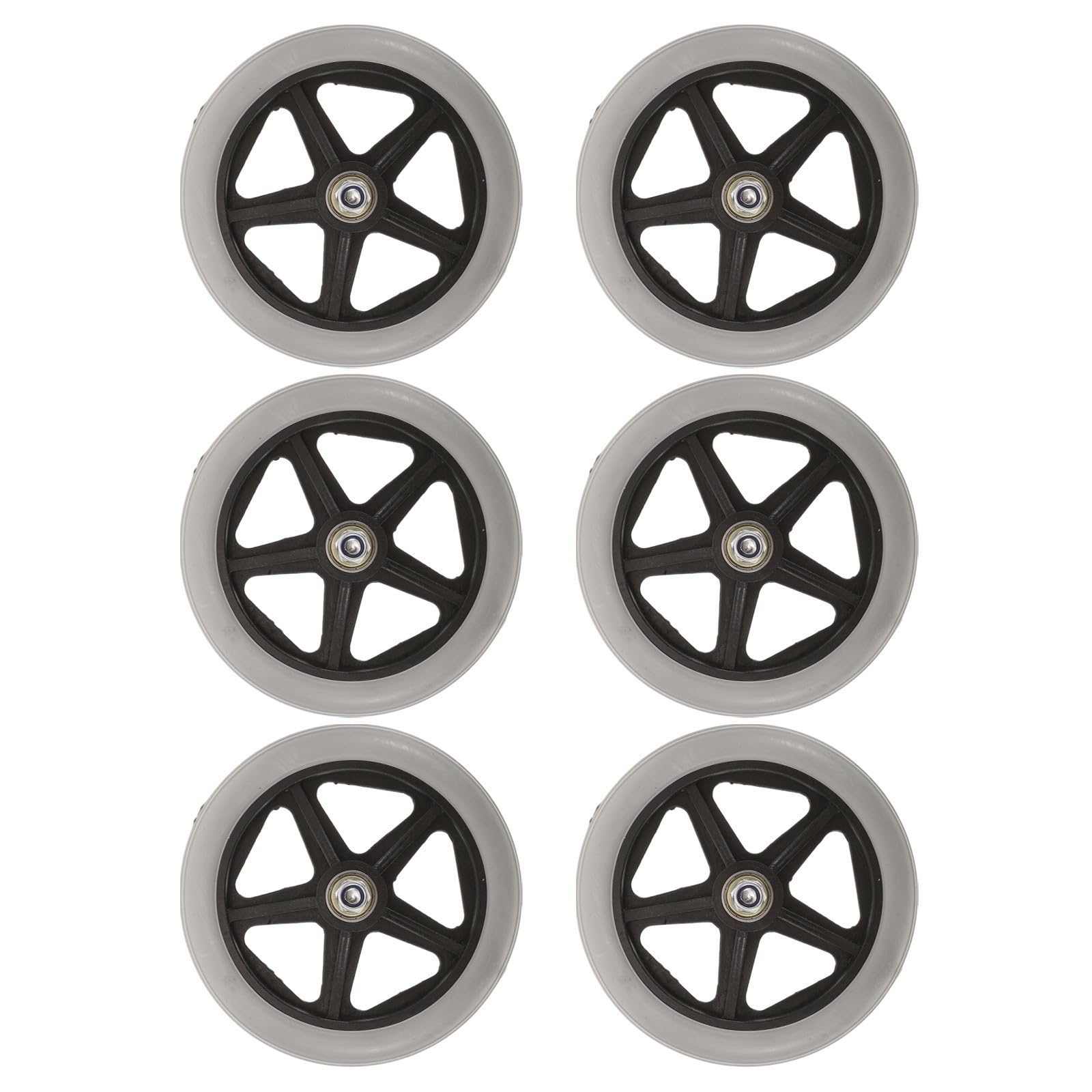 6 Stück Rollstuhl Vorderrad aus Gummi und Stahl, 6 Zoll, Leise