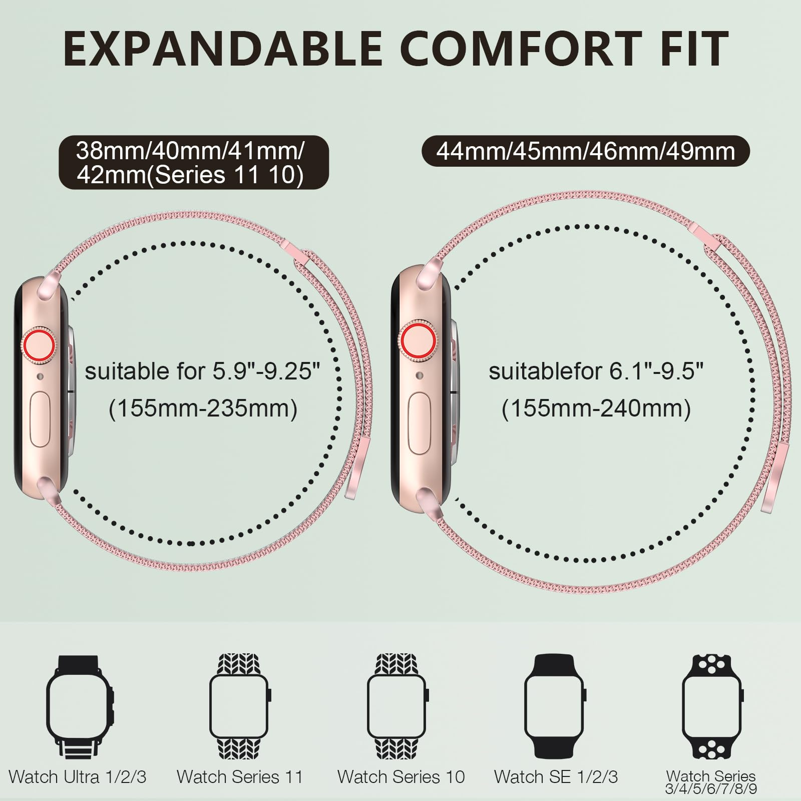 MARGE PLUS Mesh Milanese Loop Compatible with Apple Watch Bands Women Men — Amazon image 5