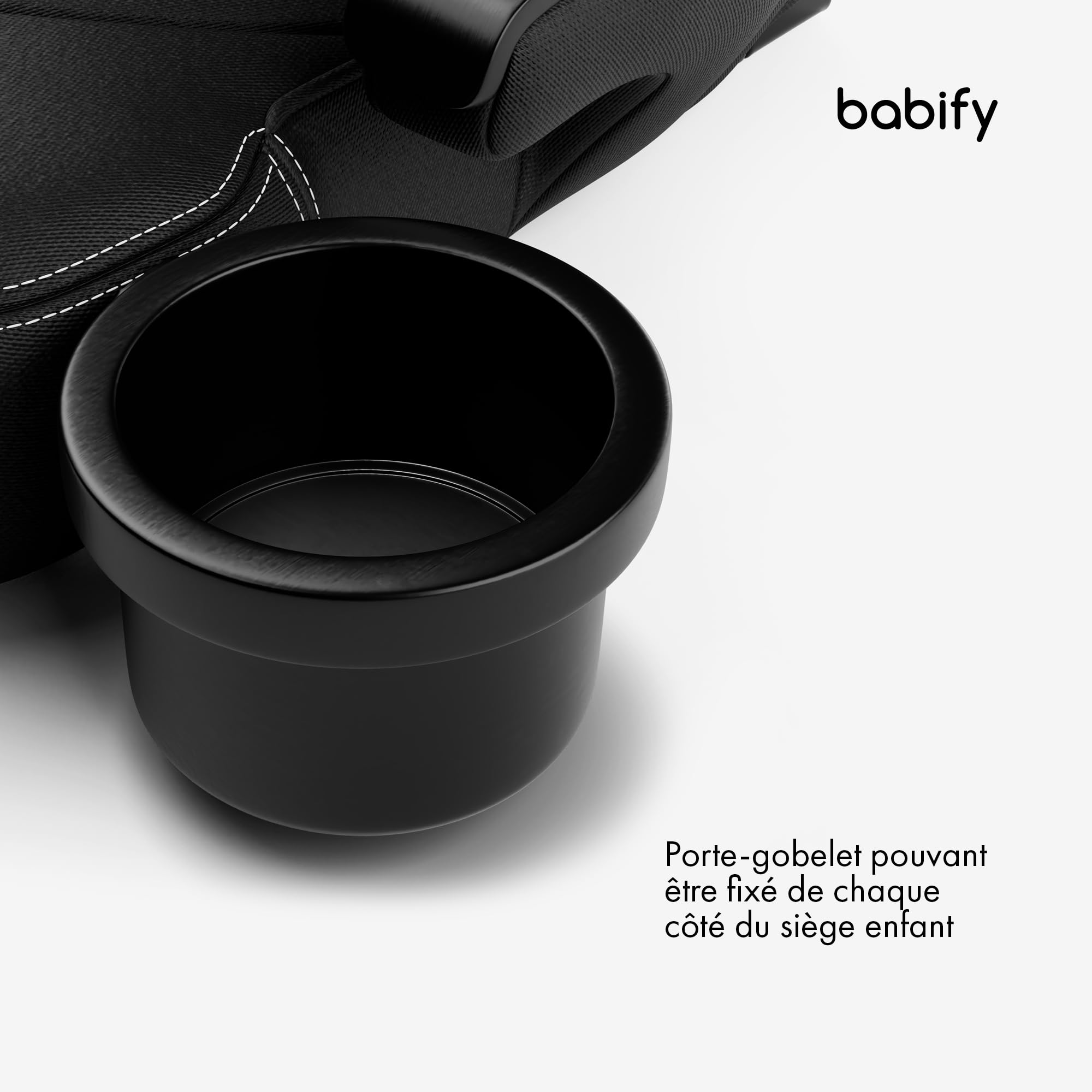 Babify Siège Auto 15 à 36 kg - Isofix & i-Size, Appui-Tête Réglable 12 Positions, Porte-Gobelet Amovible, Pliable, Housse Facile à Nettoyer, Noir