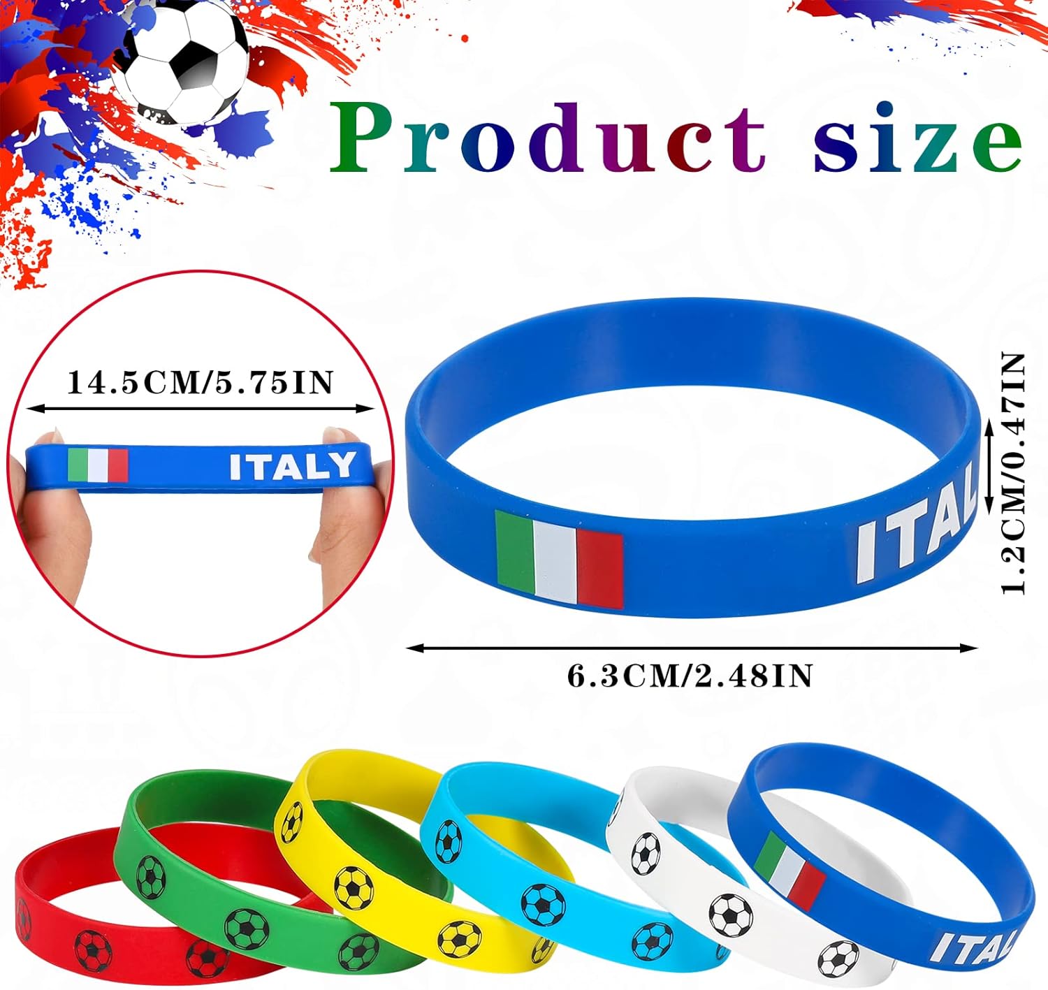 Fuyamp 20Pcs Italy Flag Silicone Bracelet 2022 Football Wristband Bracelet for Soccer Fans Supporters Fashion Sports Wrist Strap Souvenir Gift : Everything Else