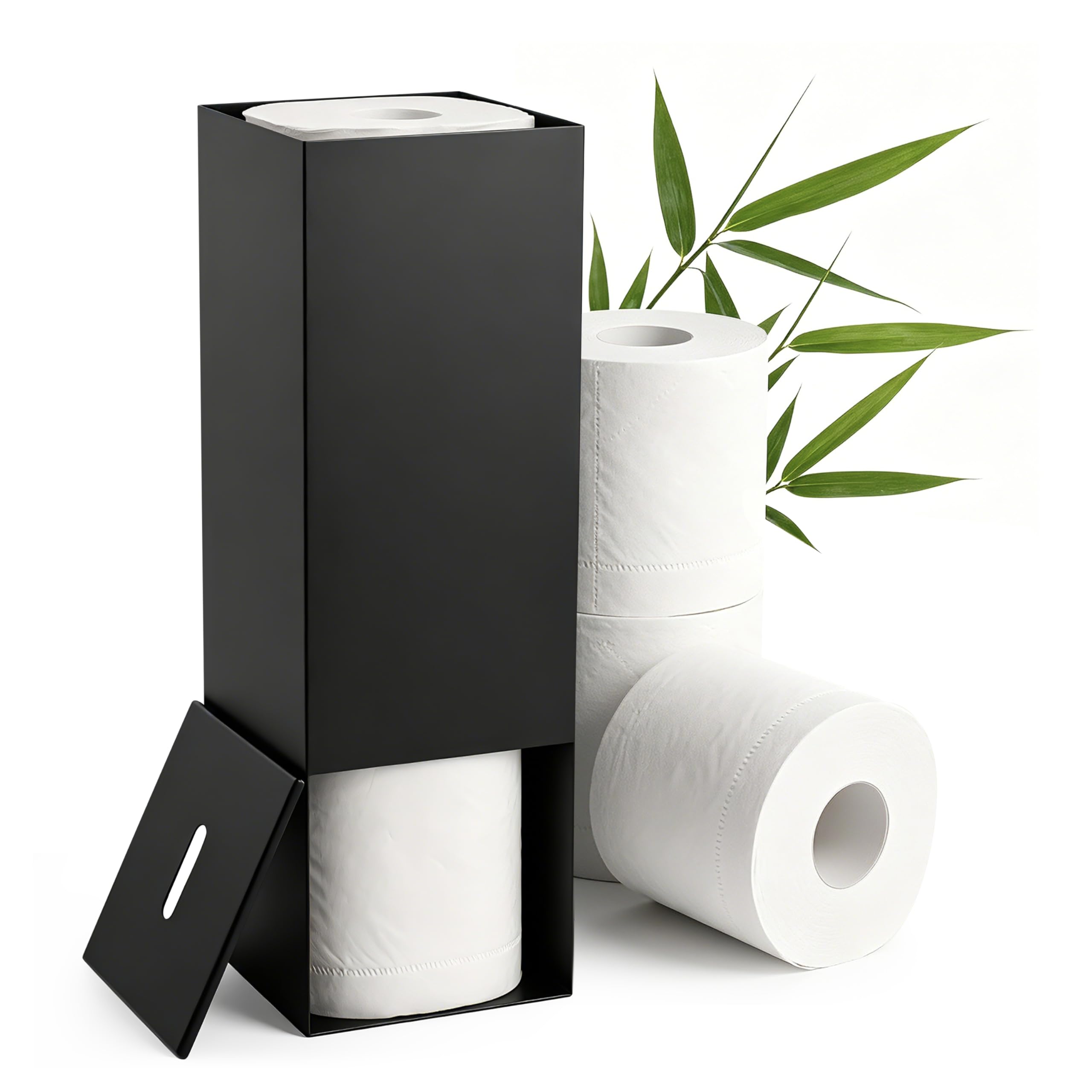 Edelstahl Toilettenpapier Aufbewahrung schwarz matt | Klopapierständer aus Edelstahl für 3 Rollen | Ersatzrollenhalter Toilettenpapier | Toilettenpapierständer | Klopapier Aufbewahrung