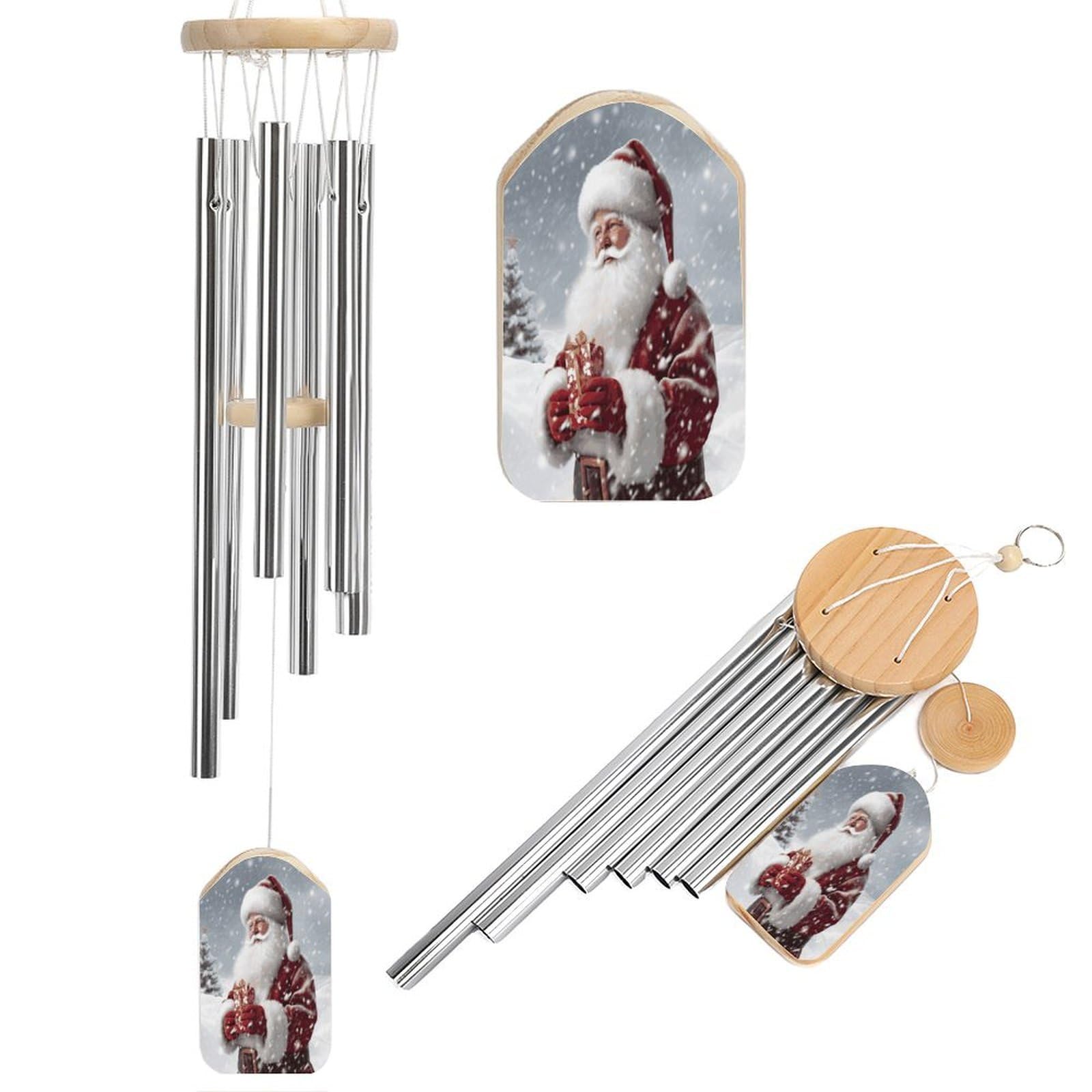 Khauerbc Women's Style Santa Claus Snow Secenry Wind Chime-Outdoor-Garden Decors. Aluminium Wind Chimes To Melodic Tones .Memorial Wind Chime For Garden Yard Porch, Good Gifts For Mom Grandma Wife.