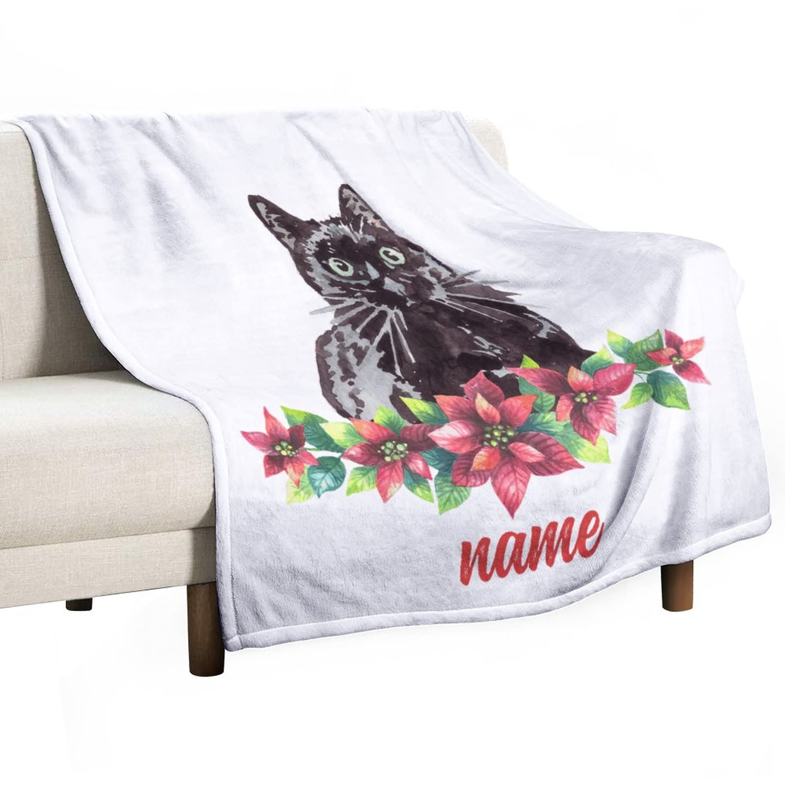 Couverture en flanelle personnalisée avec nom 130x150cm pour lit et canapé