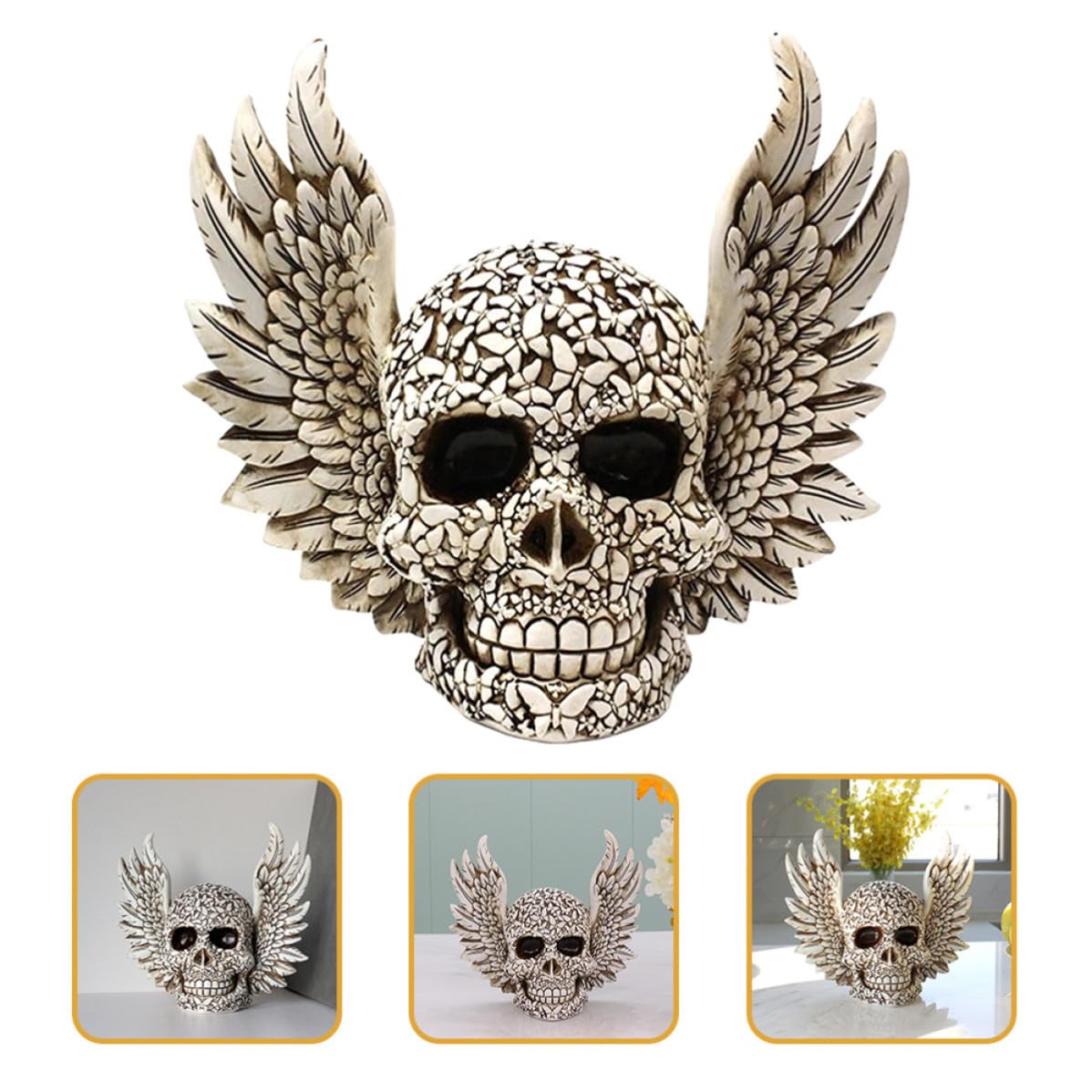 Totority Decorazione Halloween in Resina Teschio Stile Horror Beige Ornamento per Casa e Giardino Scenario Haunted House