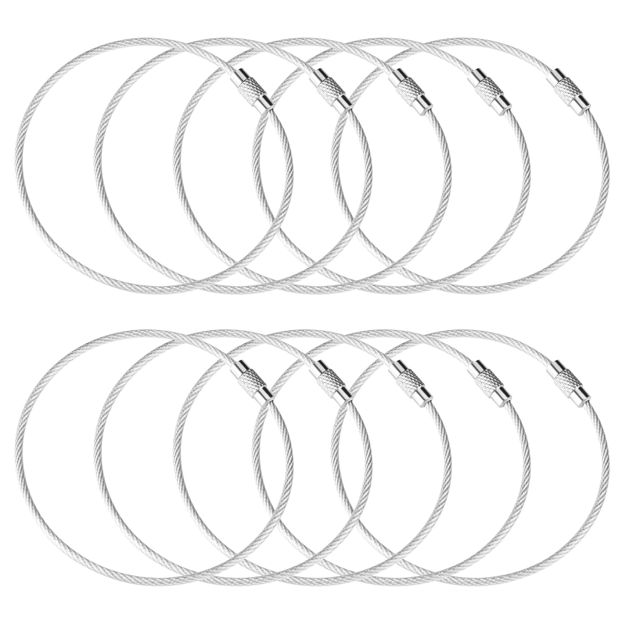10 Inch Wire Keychain Cable Large Stainless Steel Key Ring Loop Holder Nylon Coated Screw Lock Key Rings