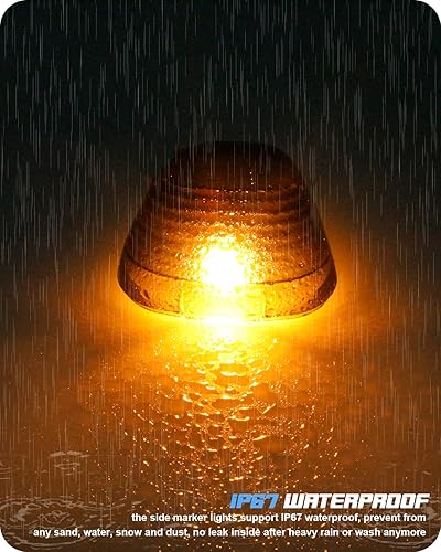 Miniatura 10 de RUXIFEY Luces de cabina con 5 bombillas LED, marcadores de liquidación en la parte superior del techo, lente ámbar claro compatible con Ford F250