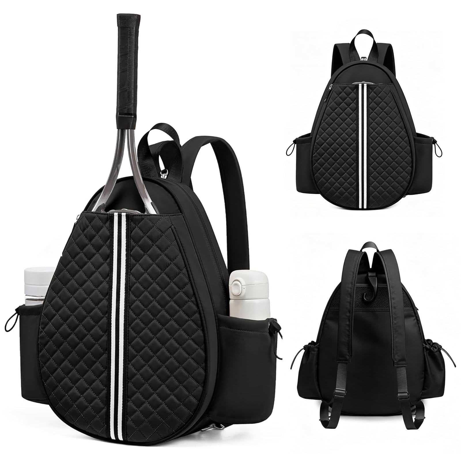 Generisch Zaino da tennis, borsa da tennis da donna e uomo, zaino da tennis per 2 racchette da tennis, impermeabile, zaino sportivo, borsa da badminton per pickleball, tennis e badminton