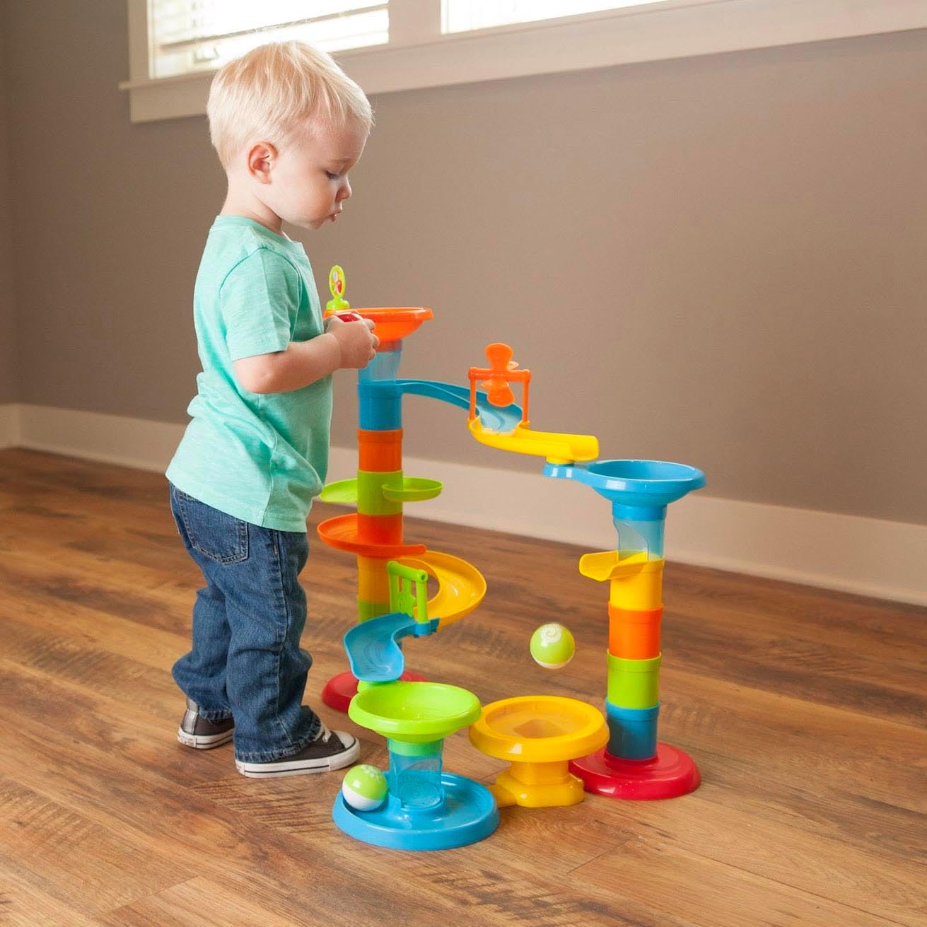 Fat Brain Toys Roll & Bounce Tower - Beginner Ball Run for Toddlers & Kids