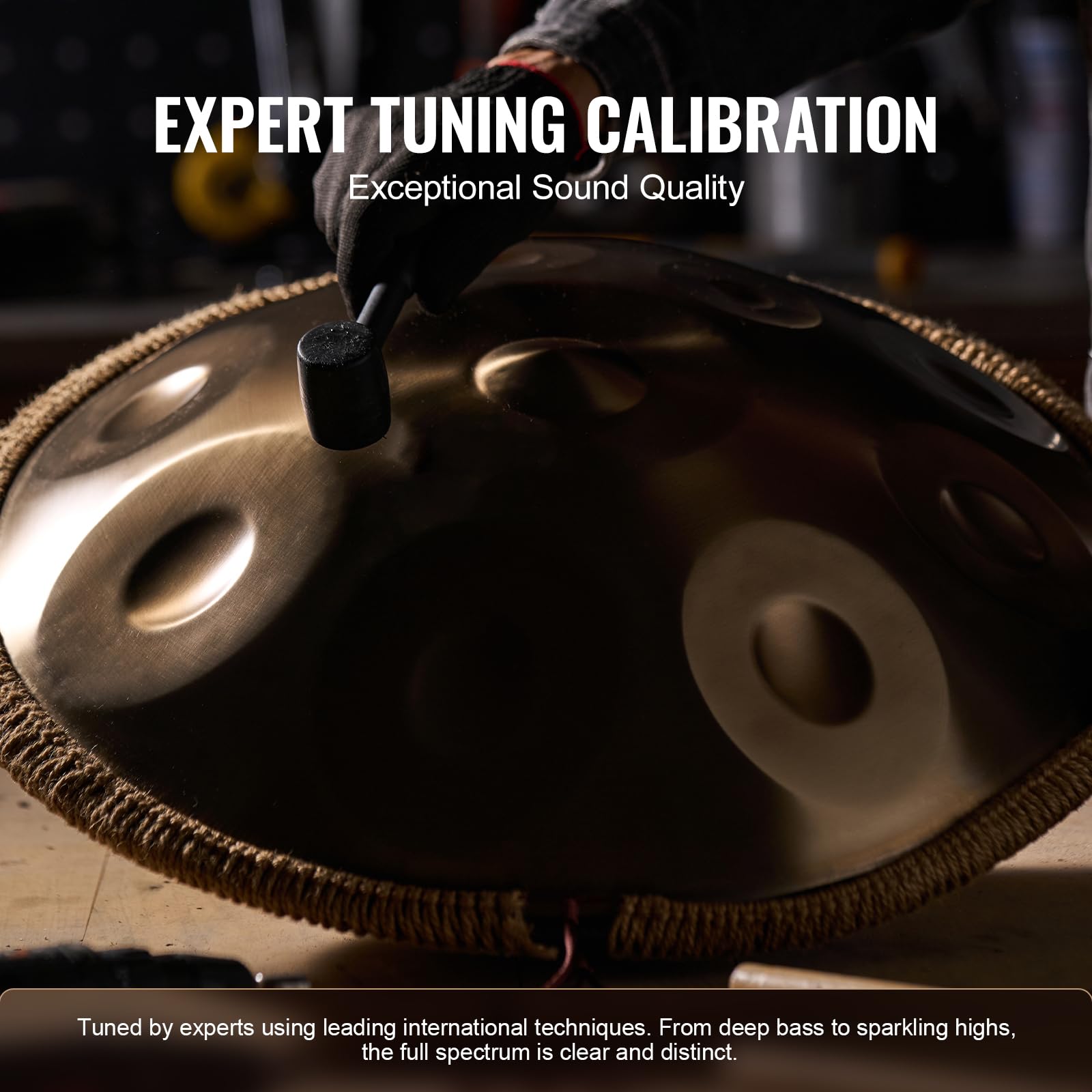 VEVOR Tamburo Handpan, Tamburo Handpan da 55,88 cm 12 Note in Re Minore con mazze, Supporto per Handpan 440Hz e Borsa Trasporto, Tamburo Curativo in Acciaio, Strumenti a Percussione per Principianti