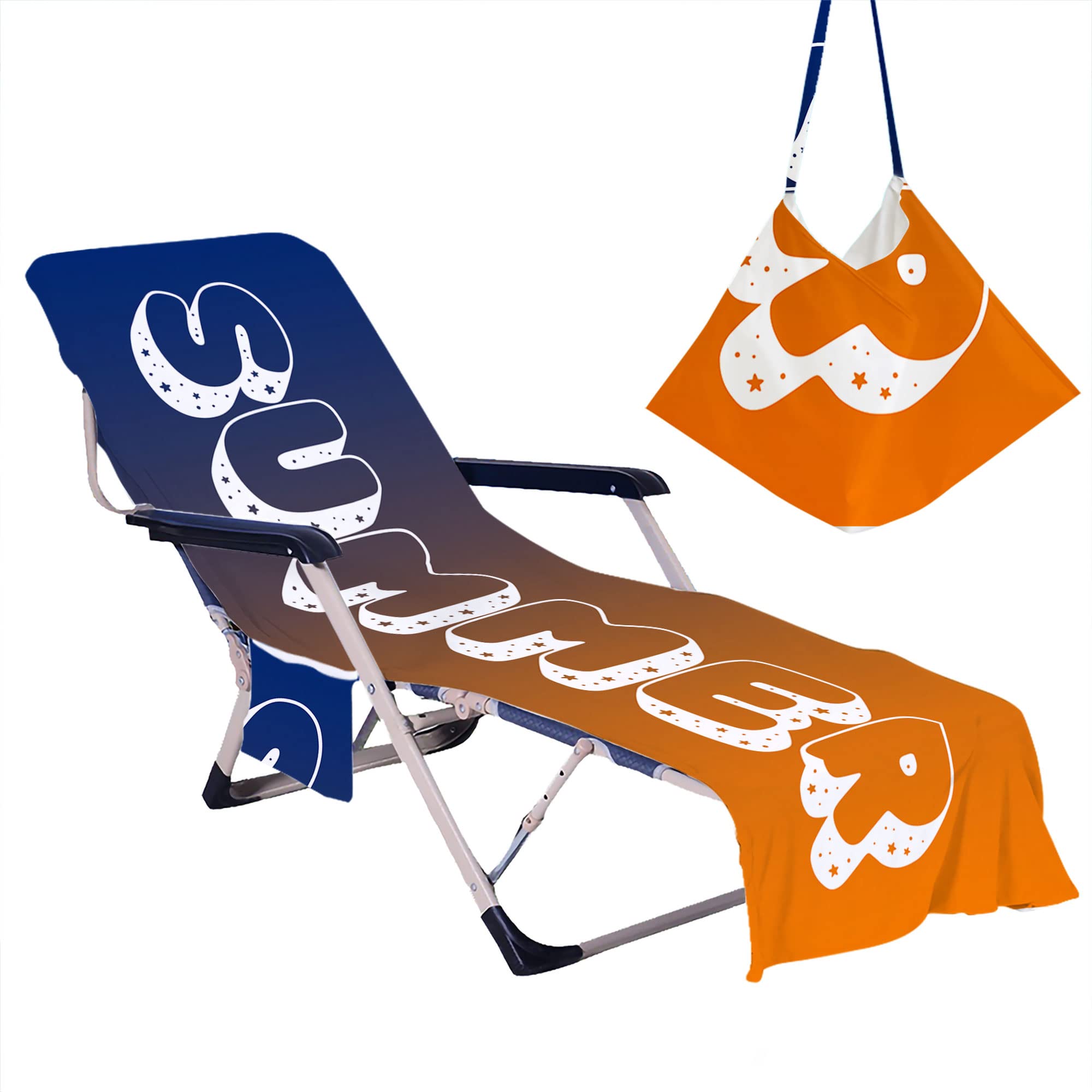 Colorful Custom Name Beach Chair Towel with Side Pockets Thick and Quick Dry Personalized Name Chaise Lounge Cover for Pool Garden Sun Lounger
