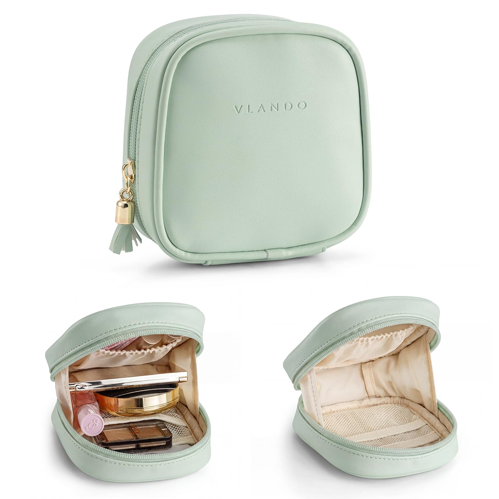 Vlando Kosmetiktasche klein, Make up Tasche für Geldbörse mit Einsteckfächern, Schminktasche Damen mit Reißverschluss, Wasserdichtes Makeup Bag für Frauen
