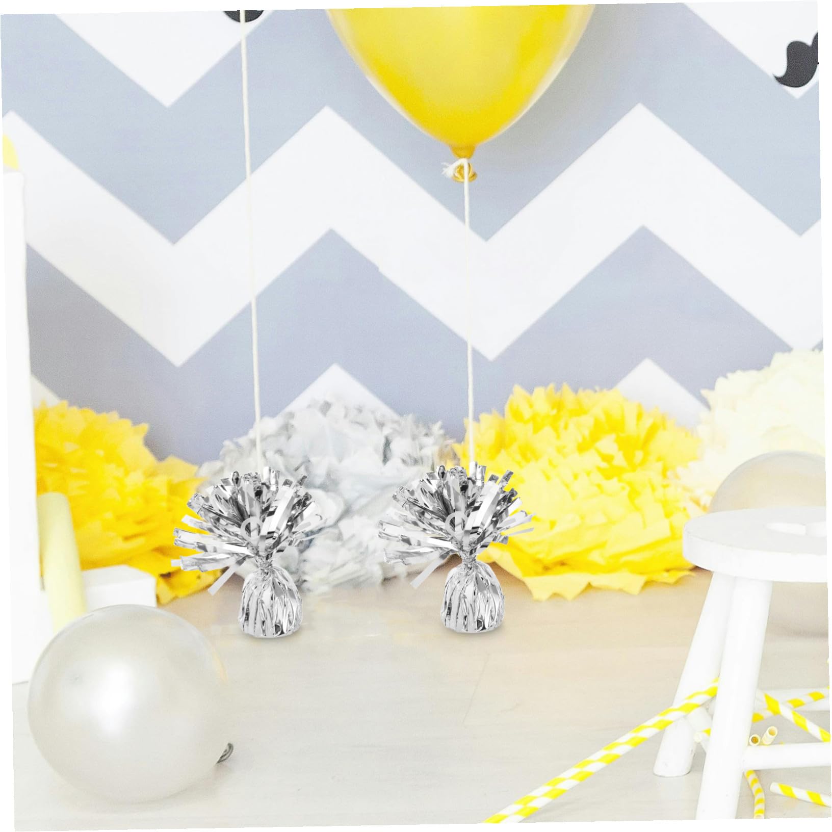 Homoyoyo 6 Stück Ballonbeschwerer Silber Balloon Weight Block für Helium Luftballons Elegantes Design Einfach zu Befestigen Vielseitig für Hochzeit Geburtstag Outdoor und Indoor Party