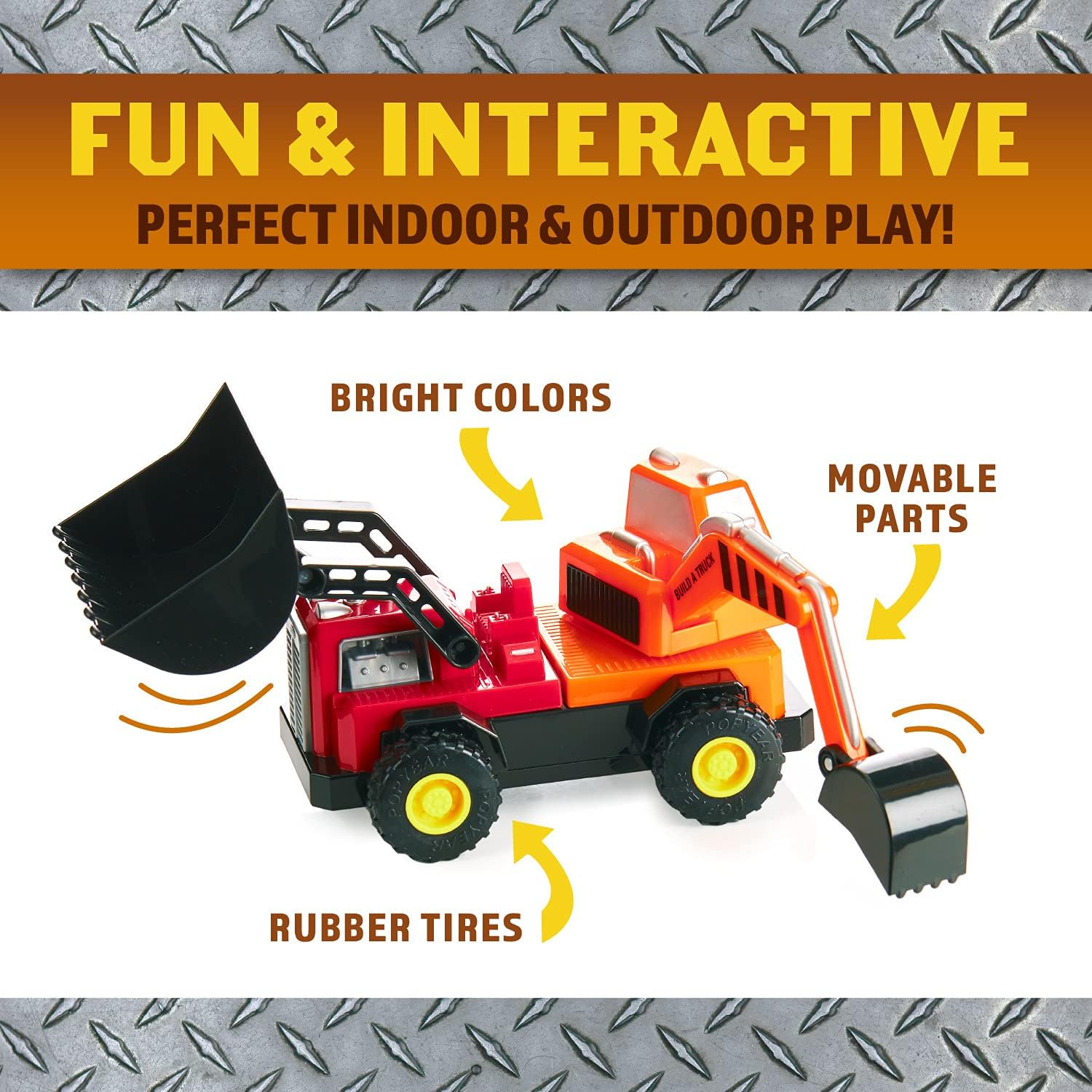 POPULAR PLAYTHINGS Magnetic Build-A-Truck Set, Construction Vehicle Toys for Toddlers Play, Gifts for Boys Ages 2 & Up - 5 Pieces
