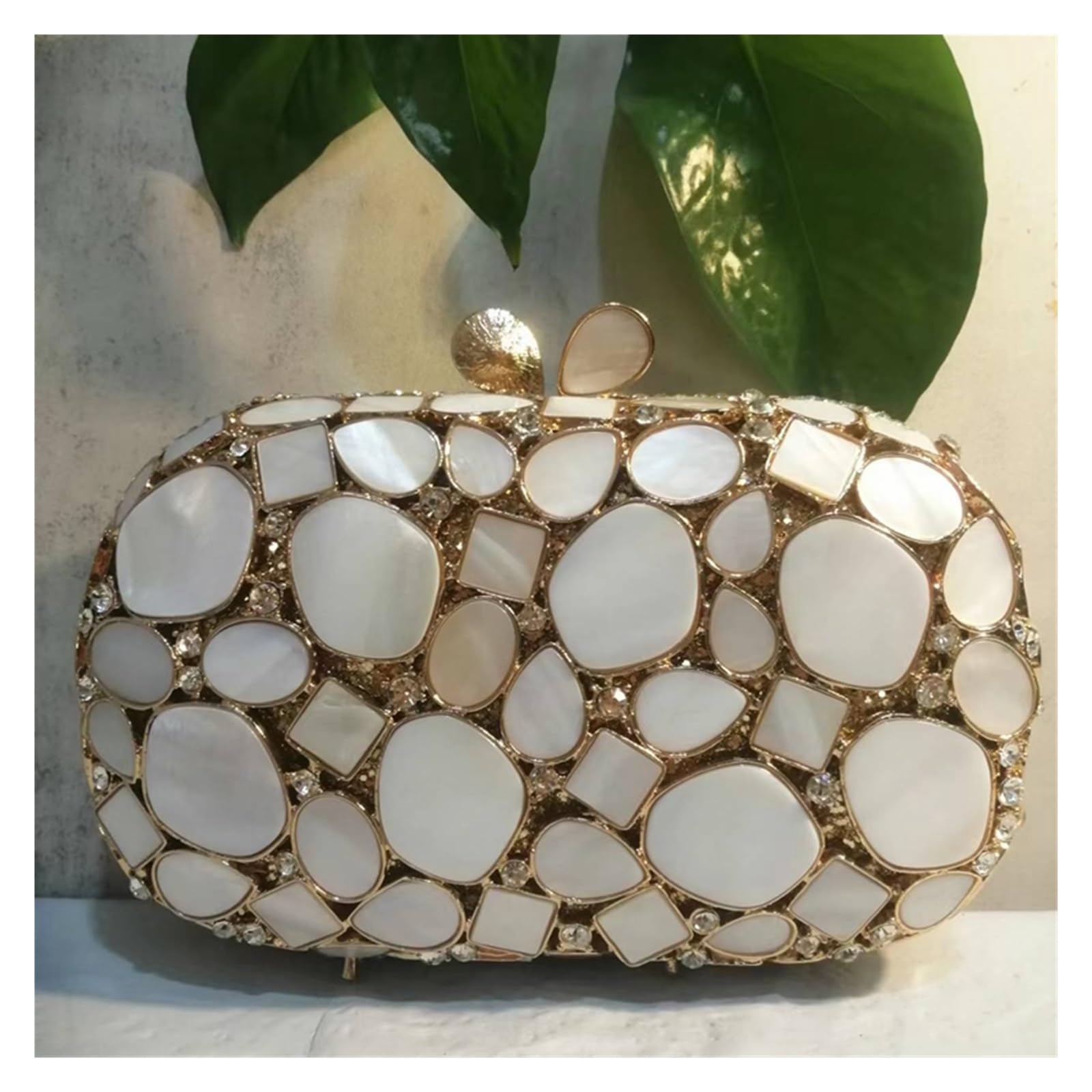 Pochette Donna Borse da sera con conchiglia dorata Borse da sera in metallo Minaudiere da donna Pochette da sposa in cristallo Pochette da cerimonia nuziale con diamanti Borse Borsa da cocktail