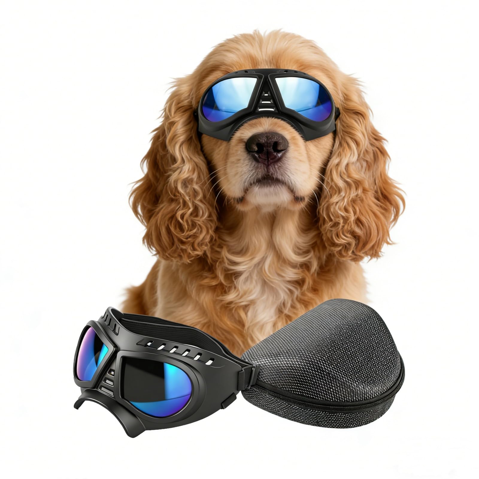 NAMSAN Dog Goggles Eye Protection Dog Sunglasses Anti-UV Goggles Windproof Puppy Goggles with Adjustable Flexible Straps for Small/Medium Dogs (Blue)